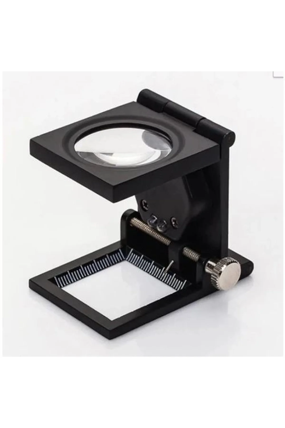28x28 Mm Katlanır Sayaçlı Metal Lüp, 2 Led Işıklı Büyüteç Tekstil Th9005a