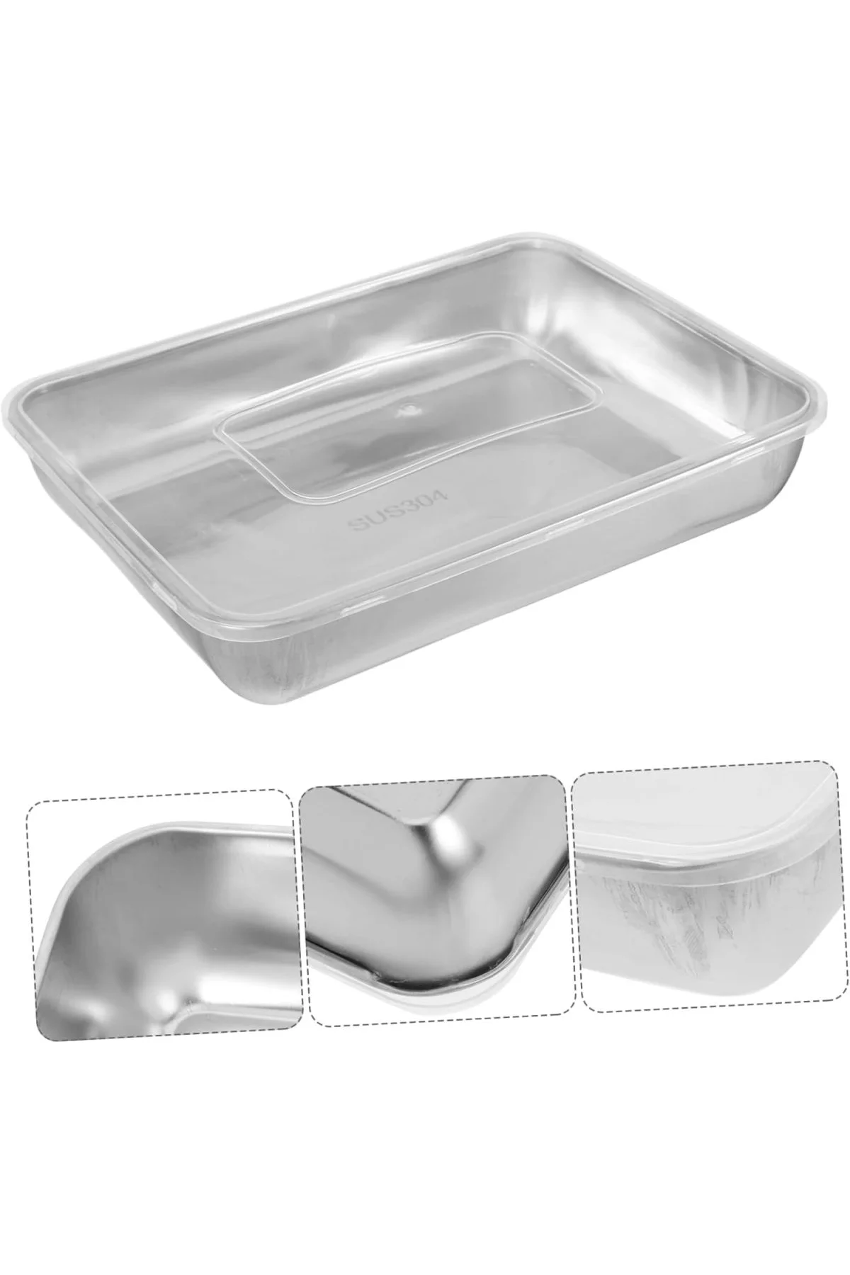 Çok Amaçlı Paslanmaz Çelik Fırın Ve Saklama Kabı (25x20x5 Cm) - Just Cheap Store Görsel 4