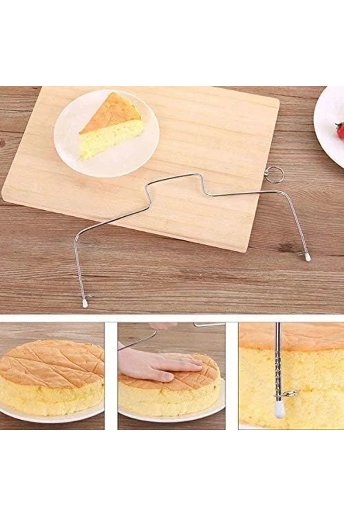 Paslanmaz Çelik Ayarlanabilir Pasta Dilimleyici – Çok Amaçlı Kesme Teli