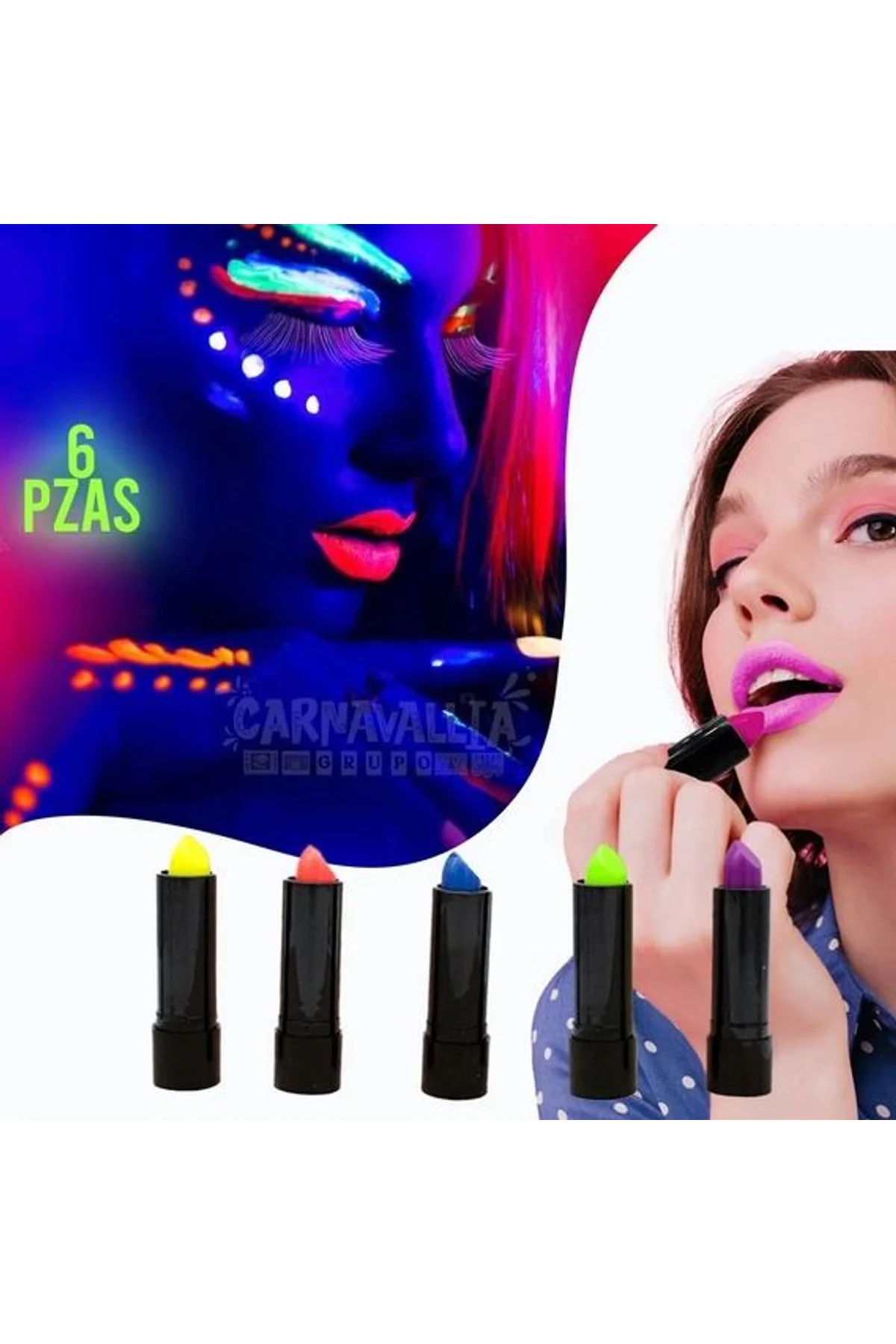 Karanlıkta Parlayan Yanan Uv Neon Ruj Yüz Boyama 6 Adet 6 Renk - Just Cheap Store Görsel 3