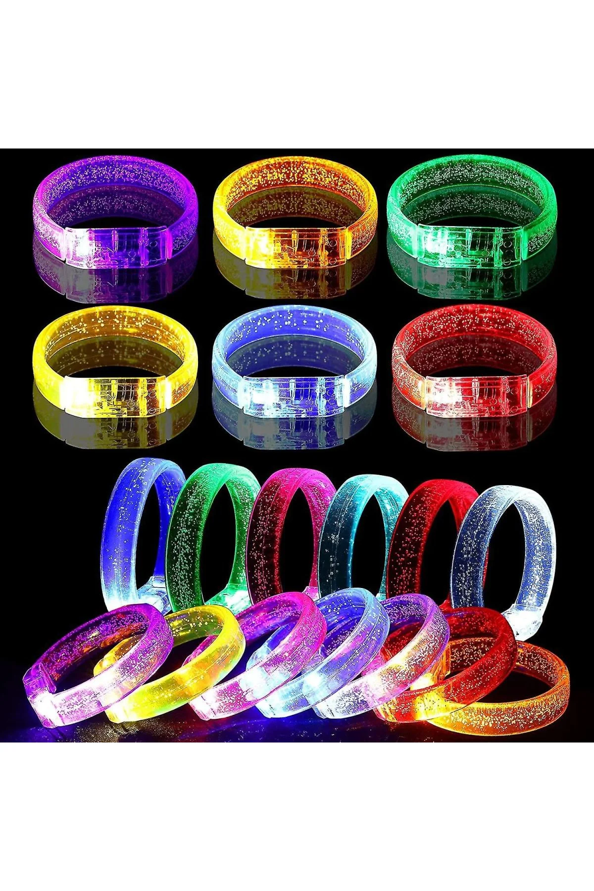 Led Işıklı Pilli Işıklı Rengarenk Kalın Bileklik Işıklı Bilezik Karışık Renk 1 Adet - Just Cheap Store Görsel 2