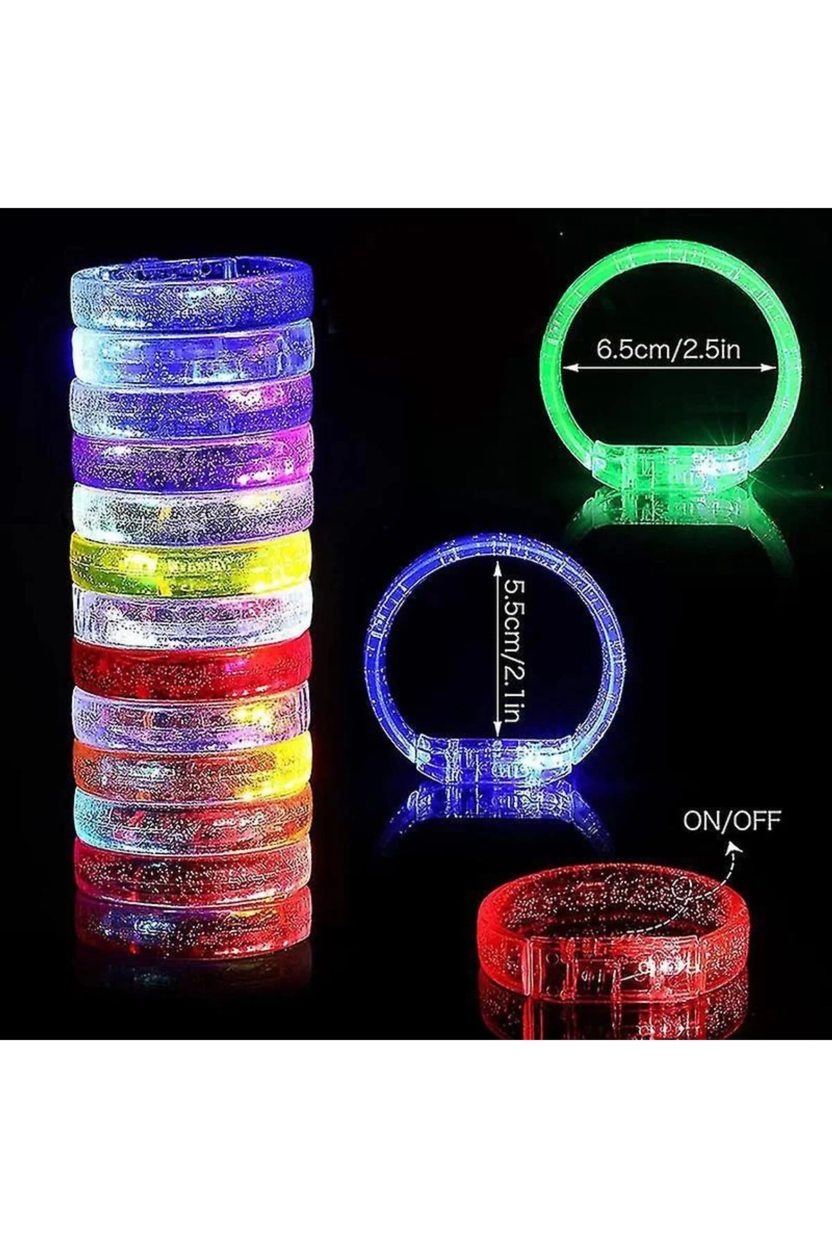 Led Işıklı Pilli Işıklı Rengarenk Kalın Bileklik Işıklı Bilezik Karışık Renk 1 Adet - Just Cheap Store Görsel 4
