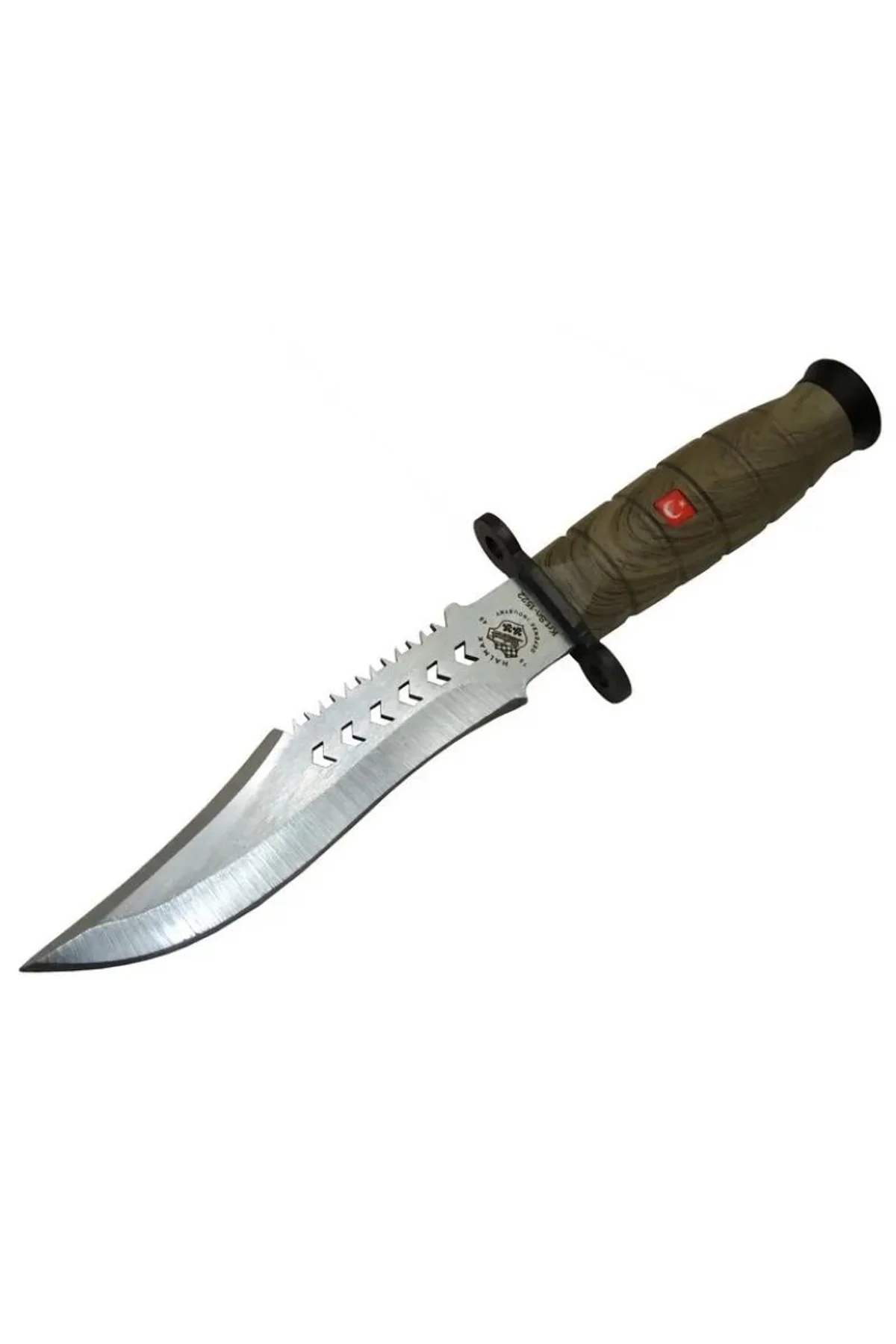 1522 Haki Komando Bıçağı 30cm - Tırtıklı Sırt, Kılıflı