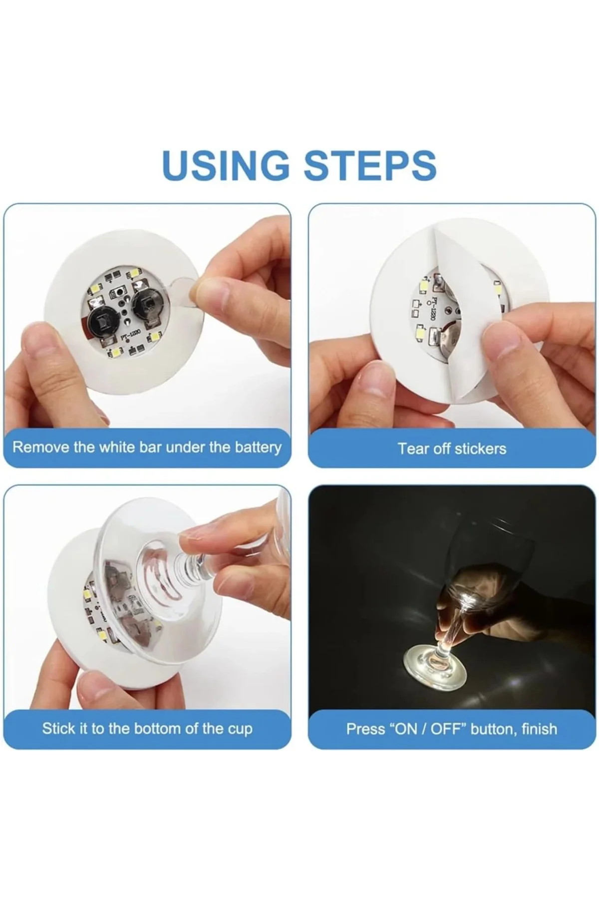 Işıklı Yapışkanlı Bardak Altı Aparatı Ledli 3 Modlu 6 Cm Çap 1 Adet - Just Cheap Store Görsel 5