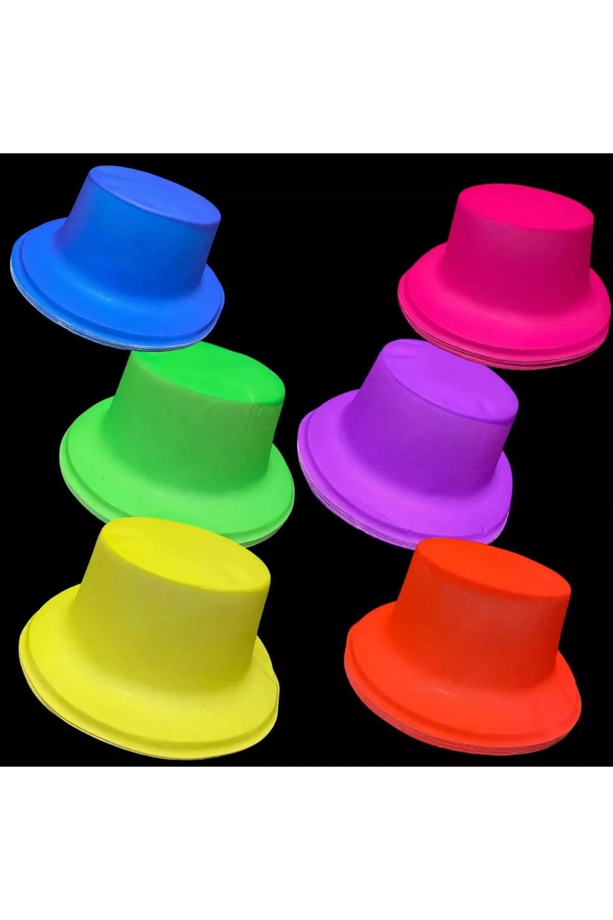 Neon Partisi Sarı Renk Plastik Fötr Şapka - Just Cheap Store Görsel 4