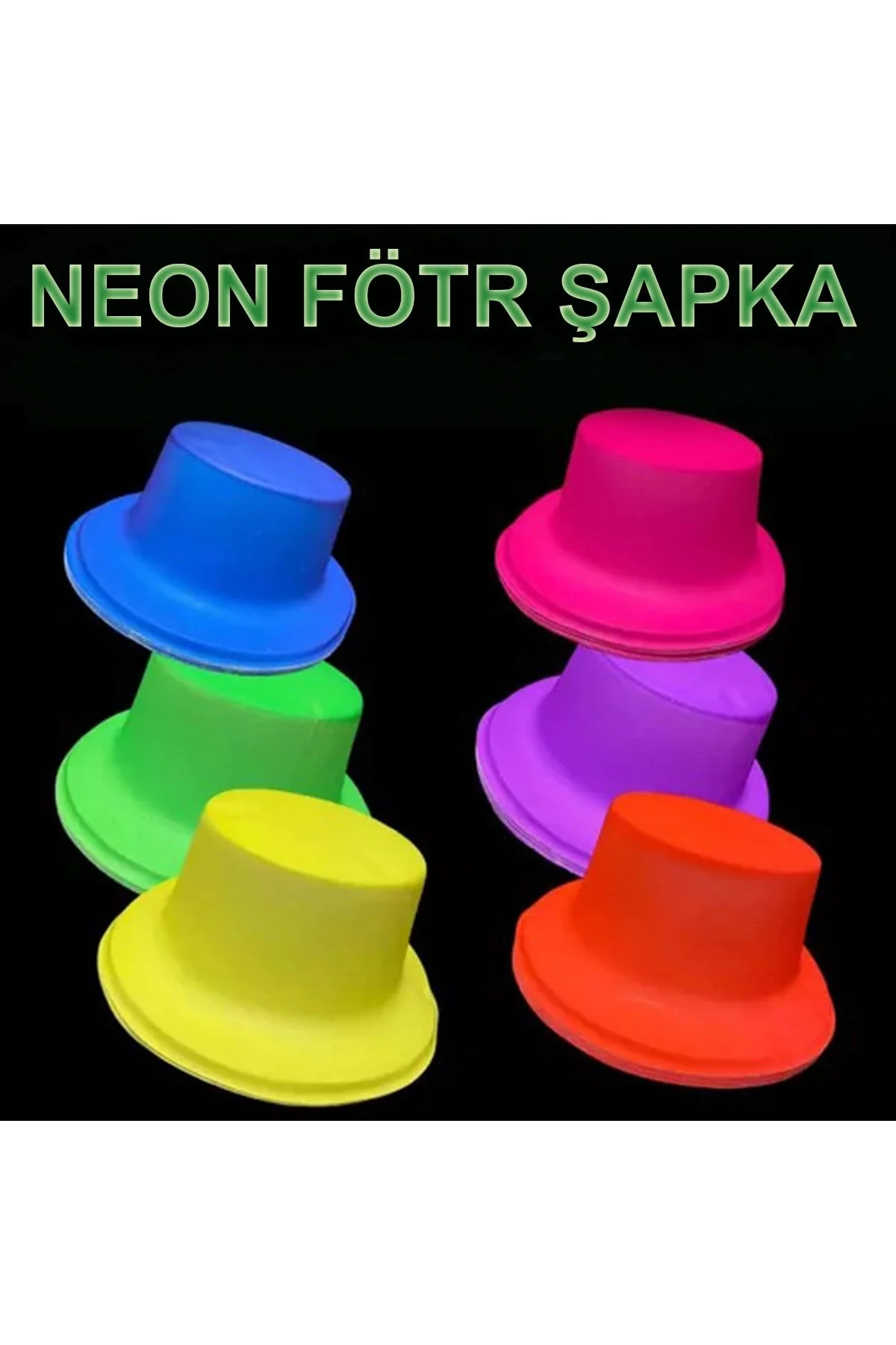 Neon Partisi Pembe Renk Plastik Fötr Şapka - Just Cheap Store Görsel 2