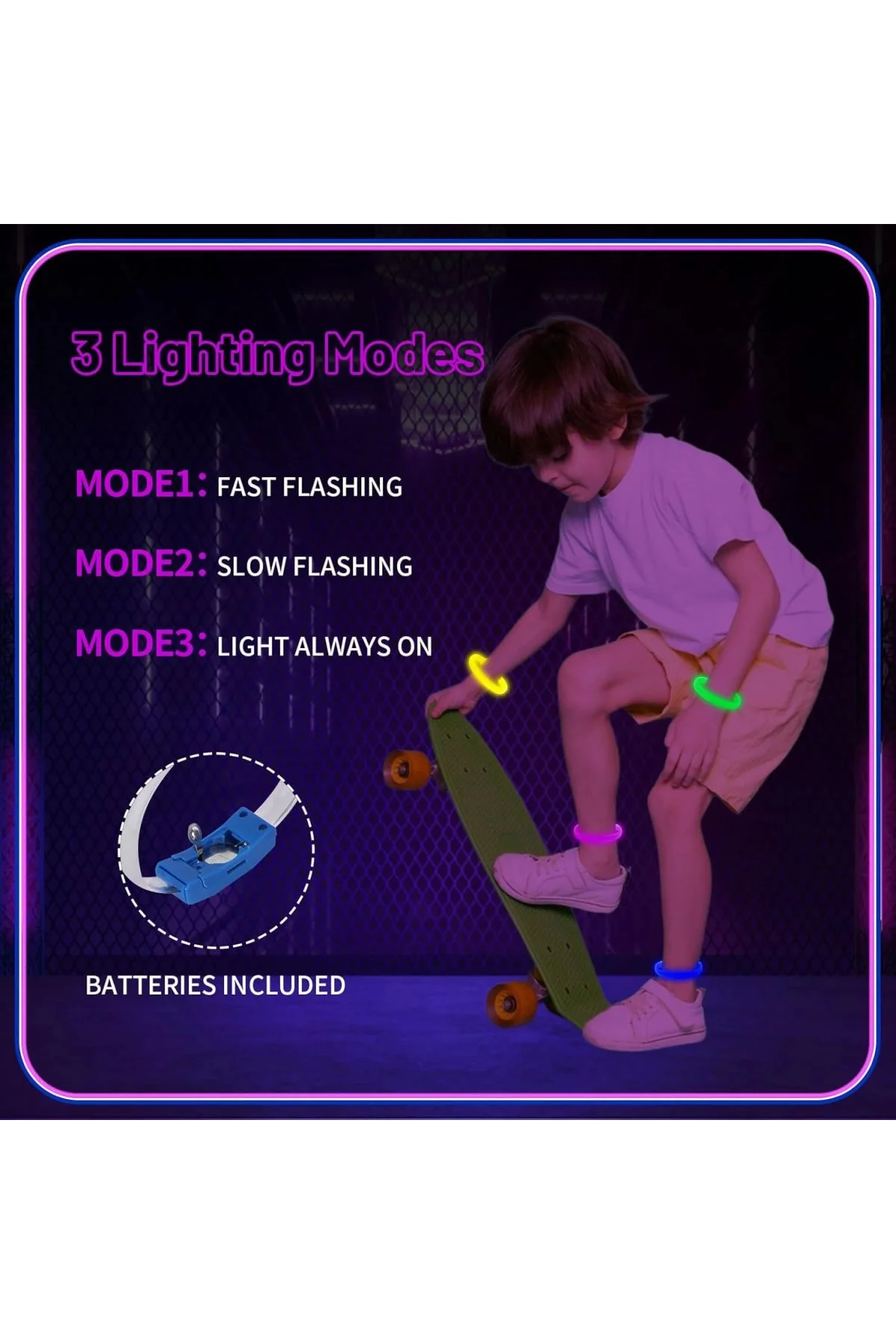 Festival Parti Led Bileklik Baskı Yapılabilir 3 Farklı Mod Işıklı 1 Adet - Just Cheap Store Görsel 5