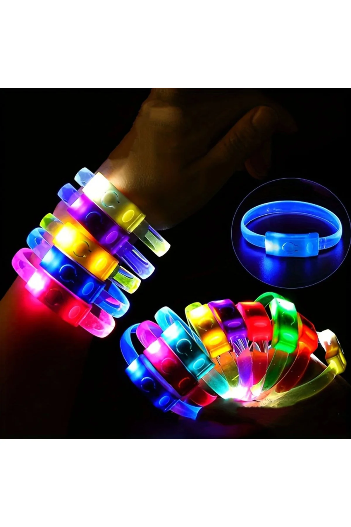 Festival Parti Led Bileklik Baskı Yapılabilir 3 Farklı Mod Işıklı 1 Adet - Just Cheap Store Görsel 2