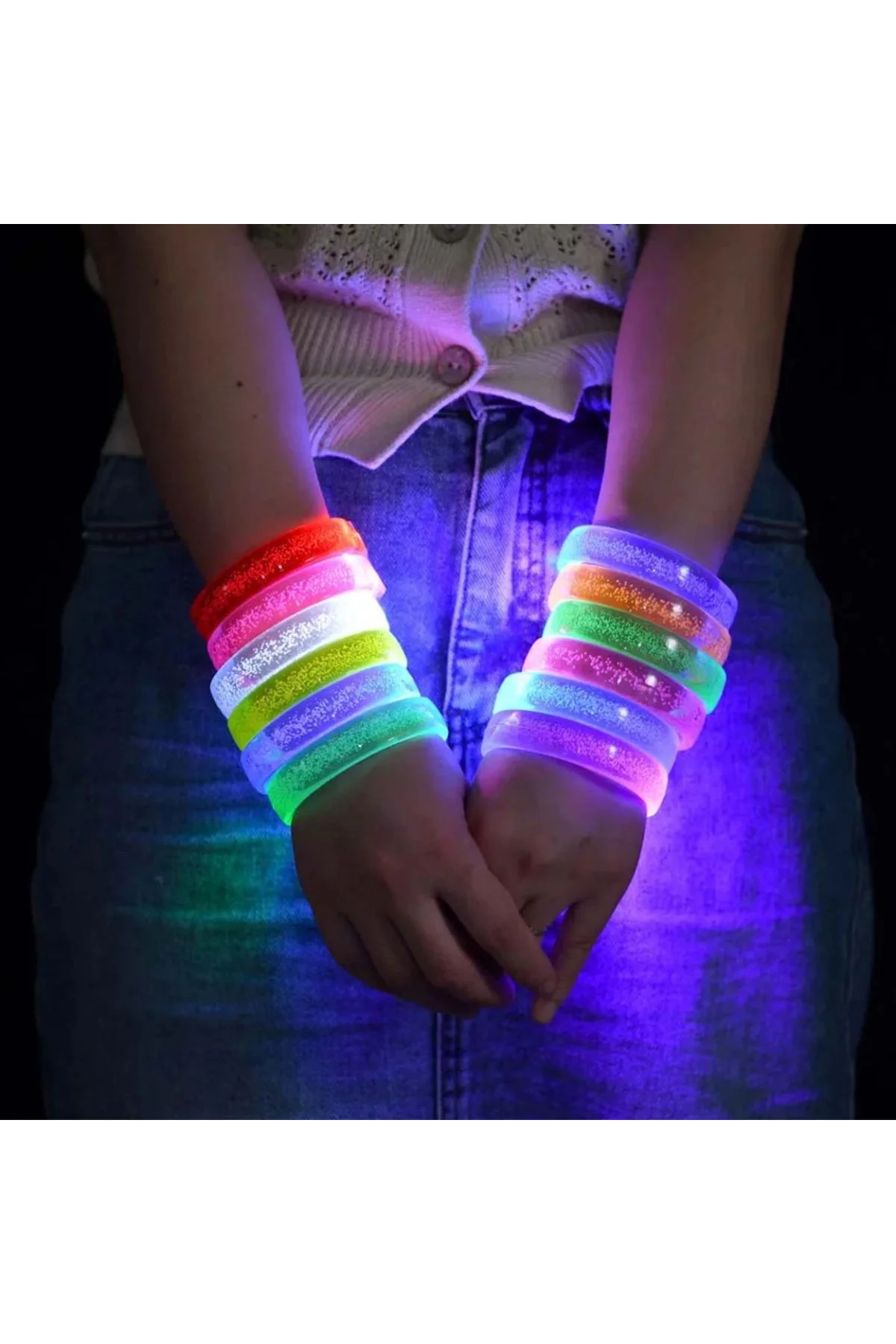Pembe Led Işıklı Baskı Yapılabilen Pilli Bileklik Bilezik 1,5 Cm Genişlik - Just Cheap Store Görsel 2