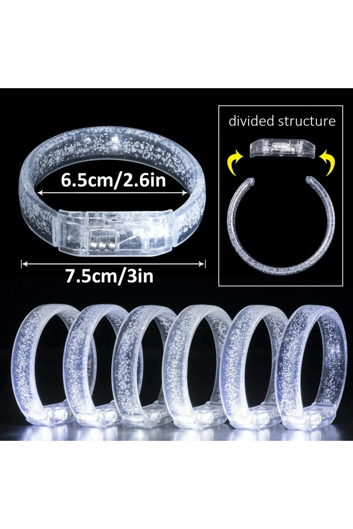 Beyaz-gümüş Led Işıklı Baskı Yapılabilen Pilli Bileklik Bilezik 1,5 Cm Genişlik - Just Cheap Store Görsel 4