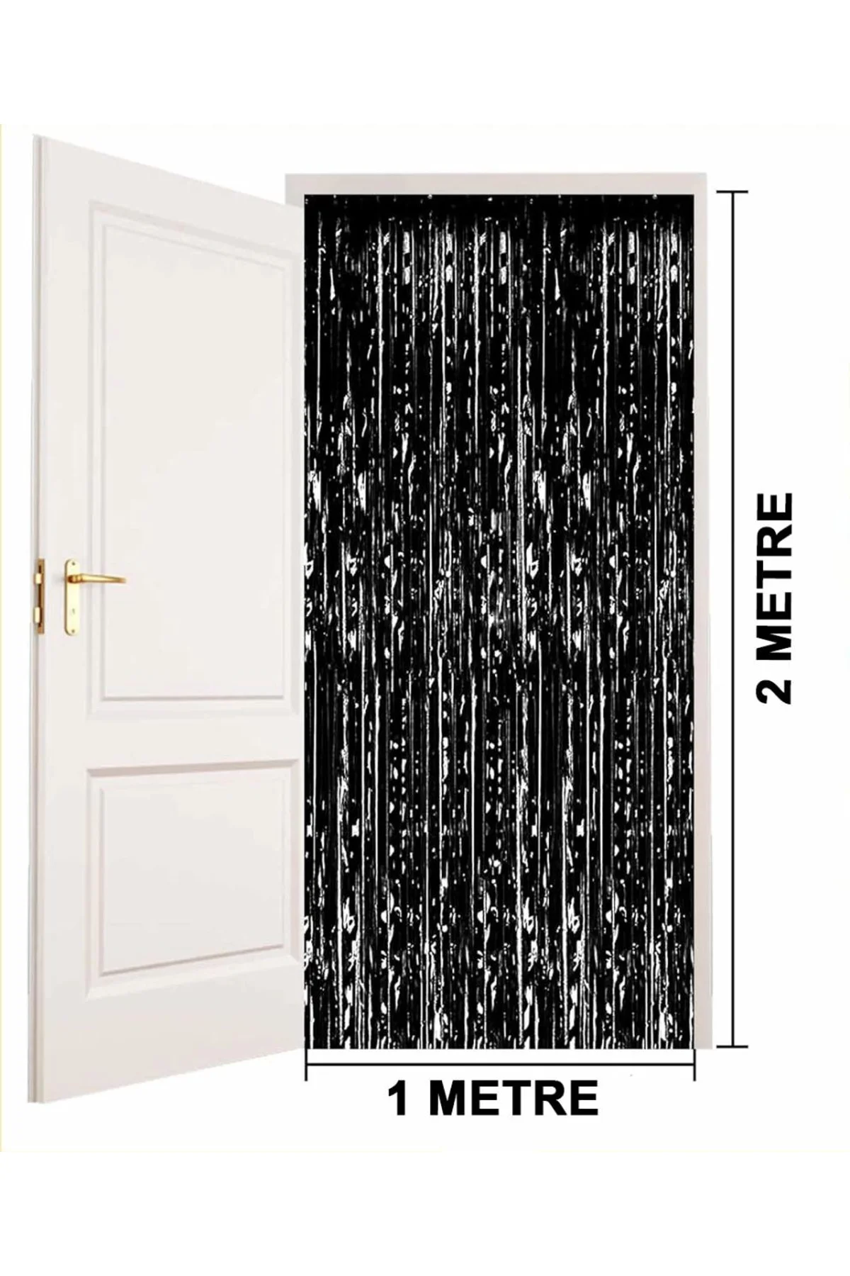 Siyah Renk Ekstra Metalize Parlak Saçaklı Arka Fon Perde İthal A Kalite 1x2 Metre - Just Cheap Store Görsel 4