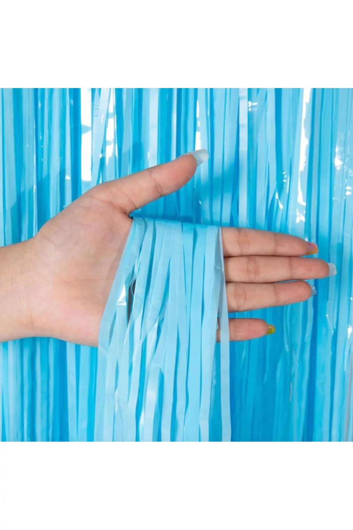 Soft Mavi Püsküllü Kapı Perdesi - Parti, Baby Shower, Sünnet Süsü, Cinsiyet Partisi 1x2 M - Just Cheap Store Görsel 2