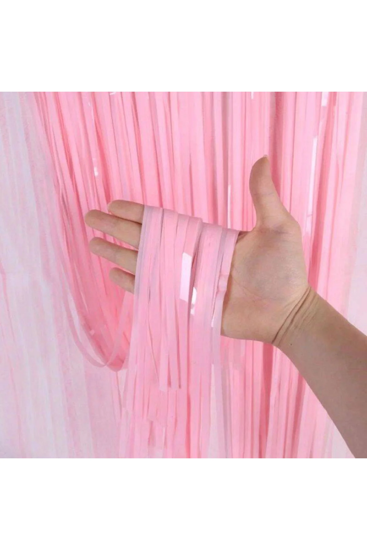 Soft Pembe Püsküllü Kapı Perdesi - Parti, Baby Shower, Cinsiyet Partisi 1x2 M - Just Cheap Store Görsel 2