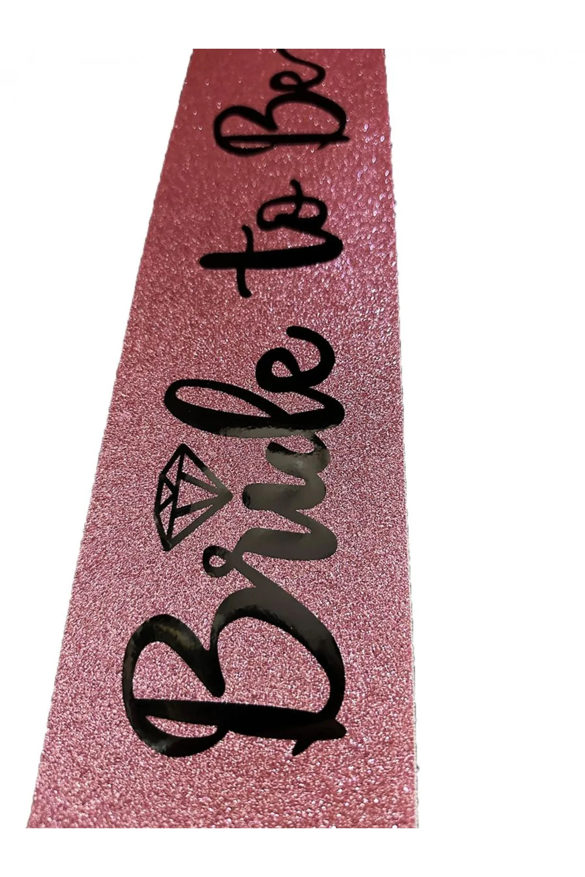 Pembe Üzeri Siyah İtalik Alyanslı Bride To Be Yazılı Simli Işıltılı Kuşak Kemer 10 Cm Genişlik - Just Cheap Store Görsel 3