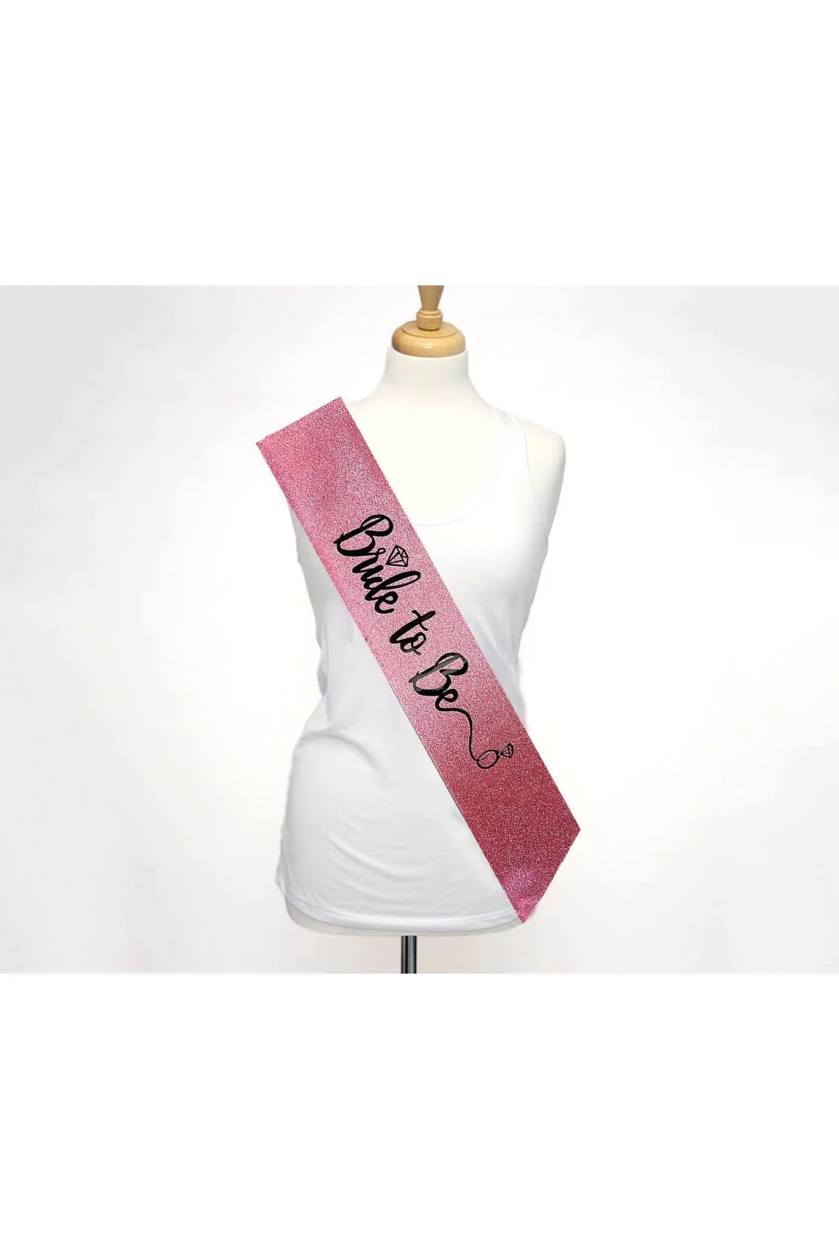 Pembe Üzeri Siyah İtalik Alyanslı Bride To Be Yazılı Simli Işıltılı Kuşak Kemer 10 Cm Genişlik - Just Cheap Store Görsel 2