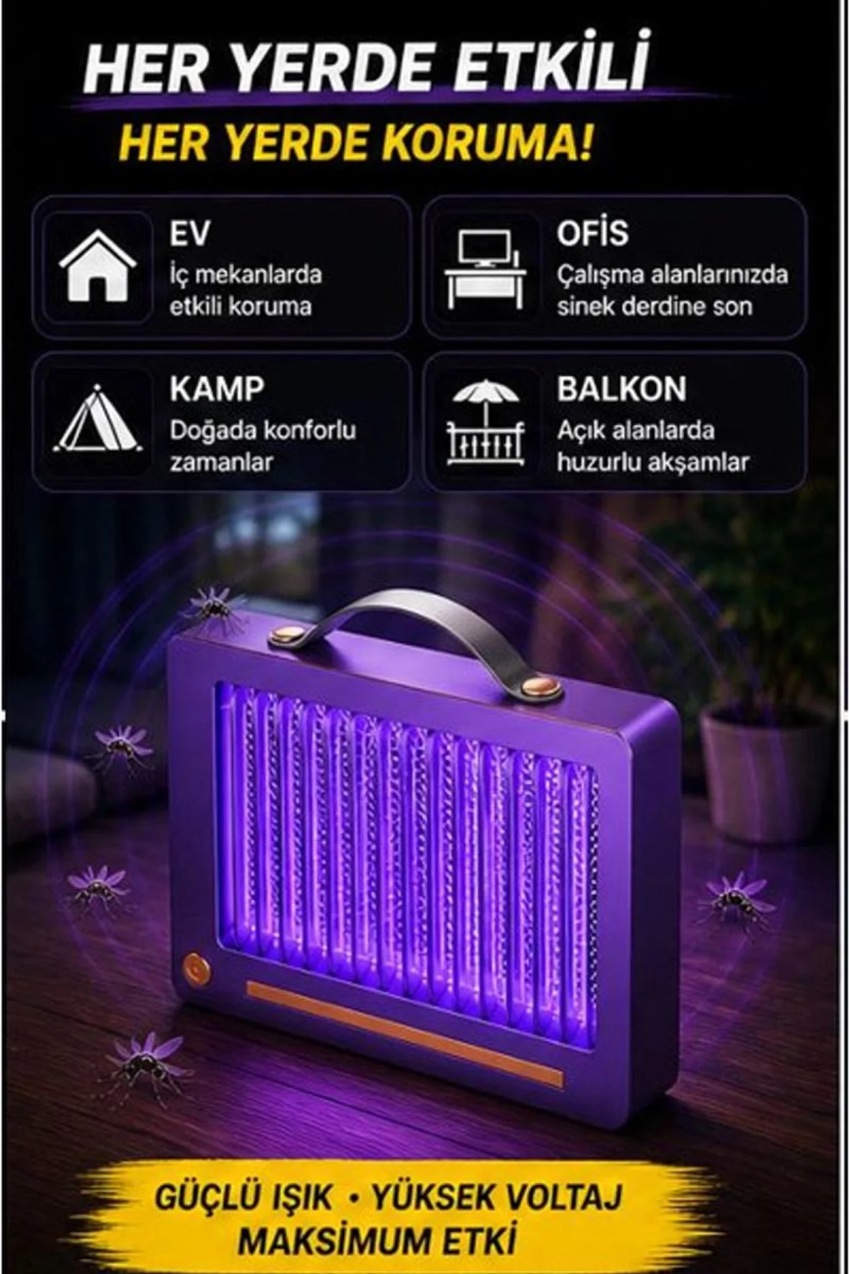 Elektrikli Sinek Öldürücü Lamba | Şarjlı, Sessiz, Led Işıklı Etkili Koruma - Just Cheap Store Görsel 2