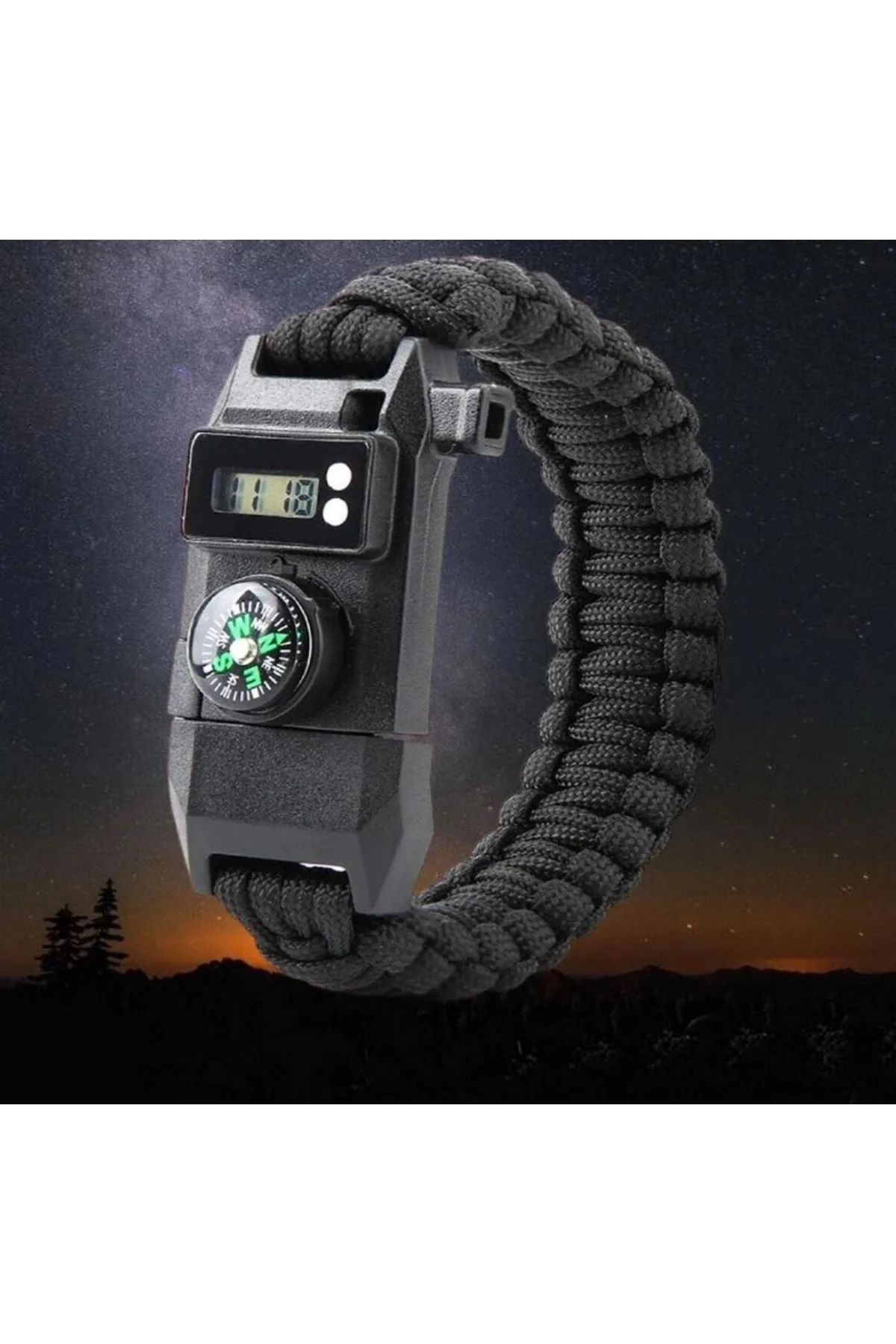 Paracord Dijital Saat Düdük Hayatta Kalma Kamp Bilekliği - Just Cheap Store Görsel 3