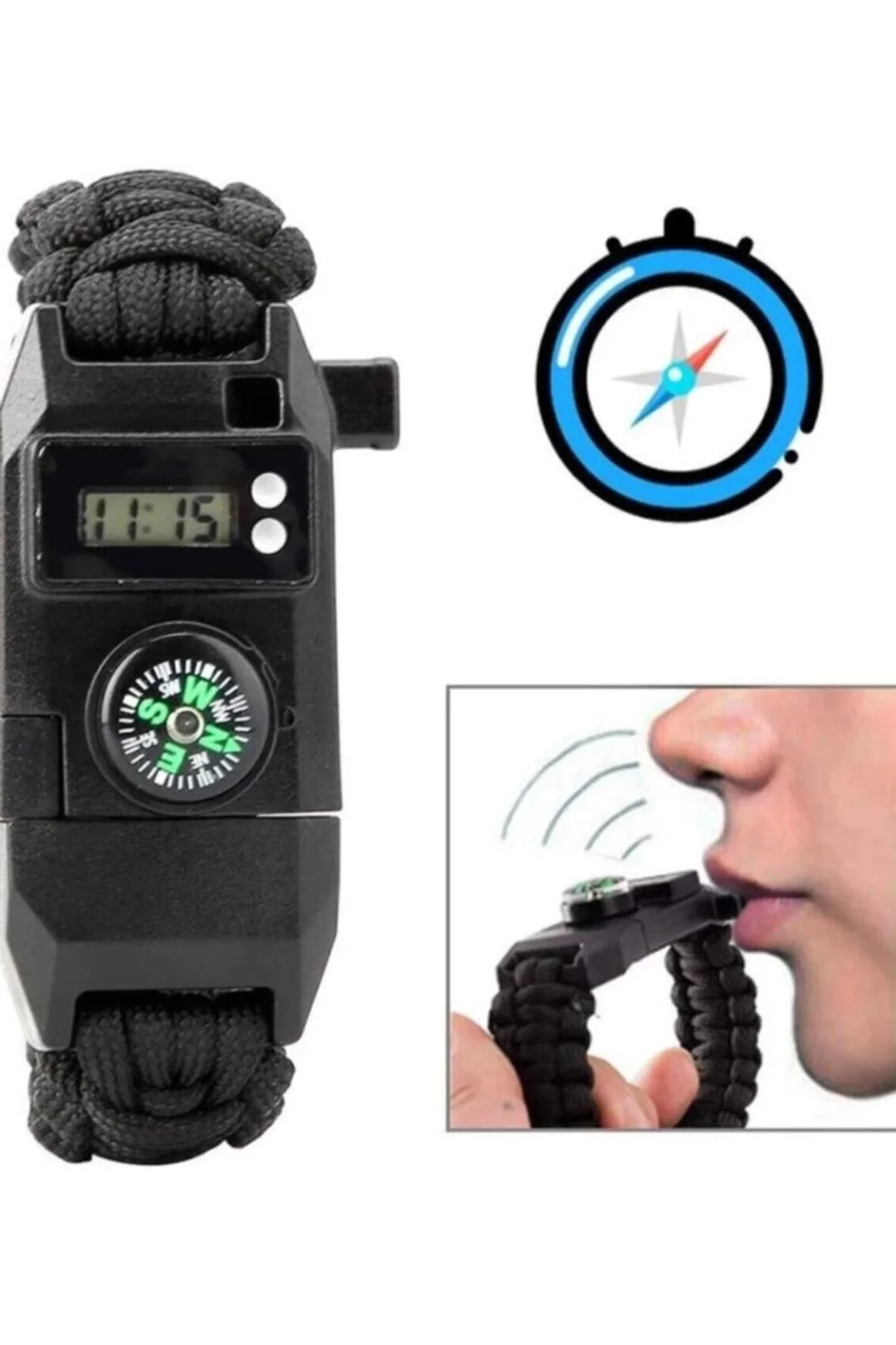Paracord Dijital Saat Düdük Hayatta Kalma Kamp Bilekliği - Just Cheap Store Görsel 2