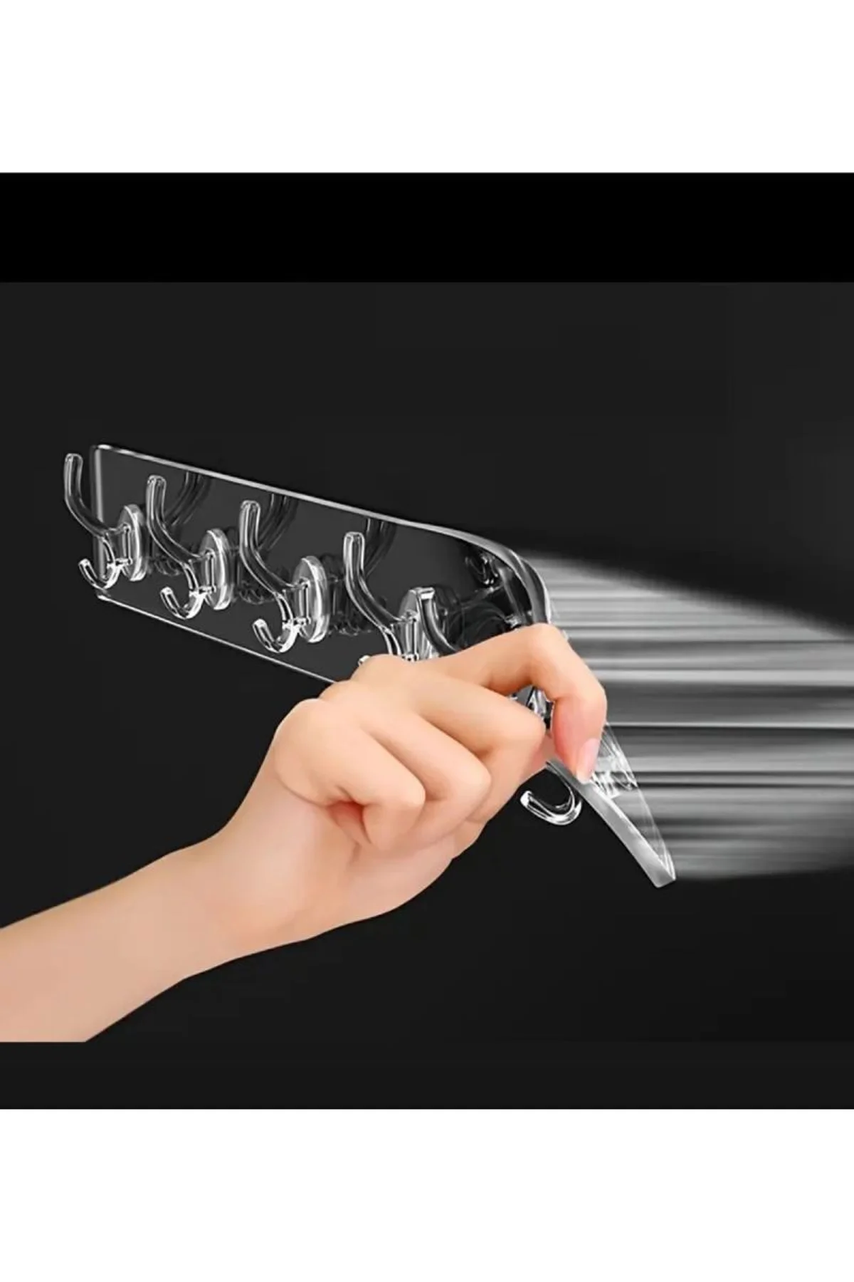 5'li Kendinden Yapışkanlı Güçlü Şeffaf Askılık - Kapı Arkası Mutfak Duvar Banyo Askı - Just Cheap Store Görsel 4