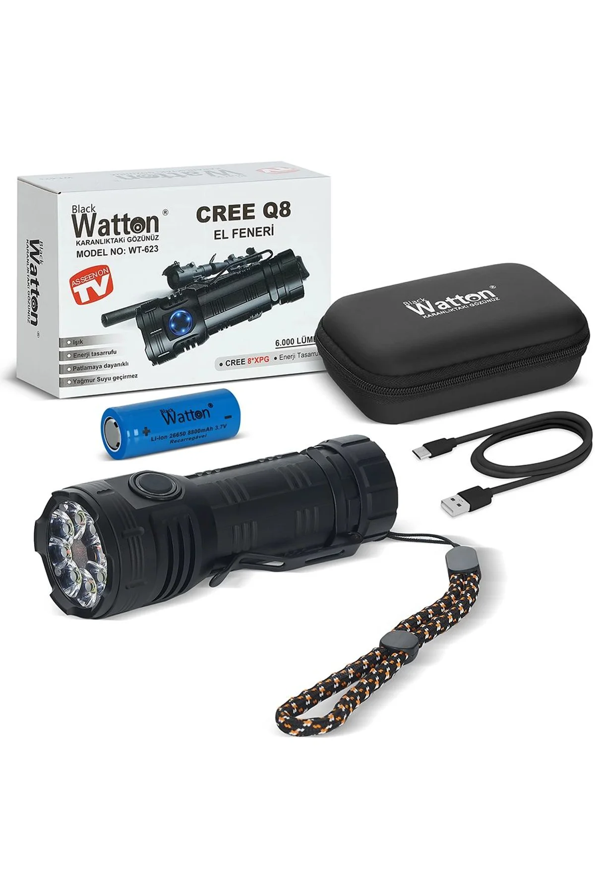 Cree Q8- Xpg 8+1 Led Şarjlı El Feneri Wt-623