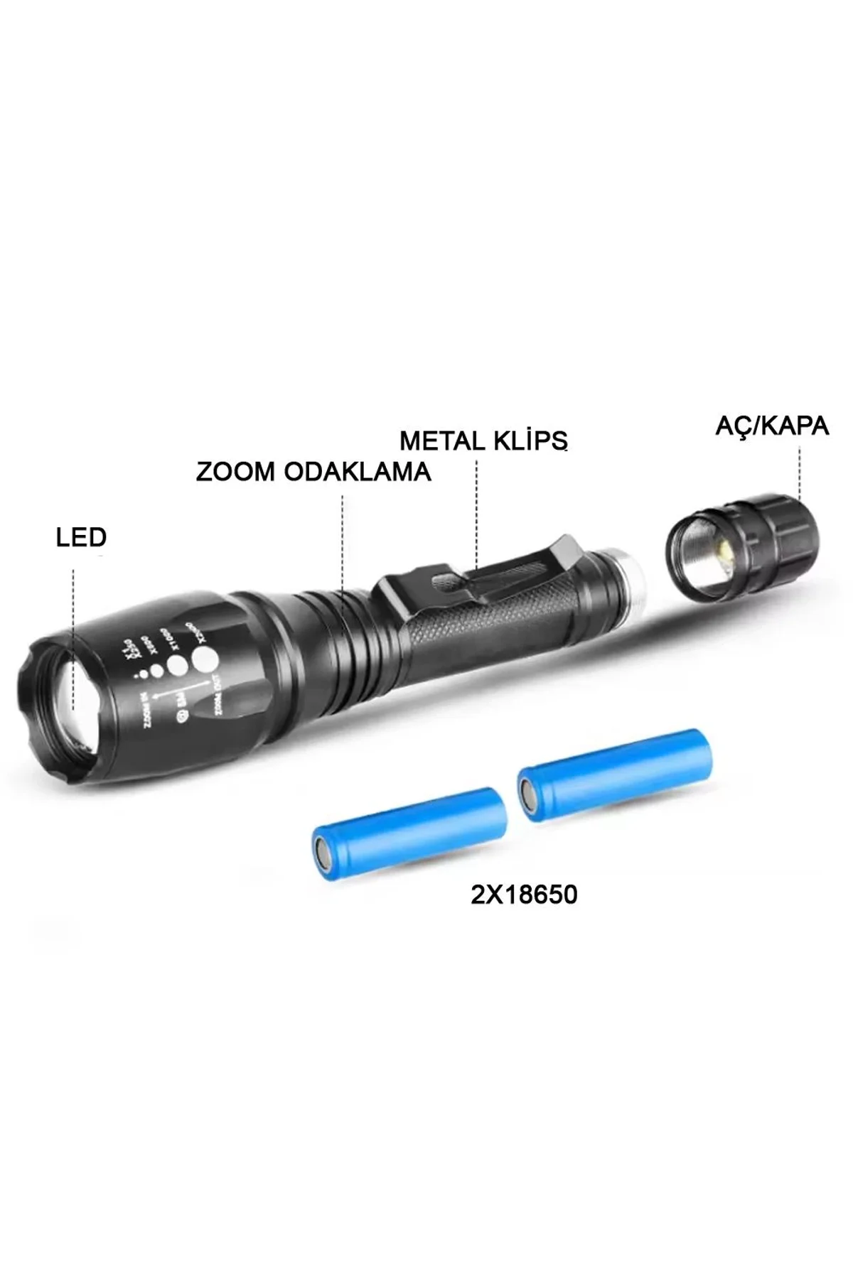 Profesyonel Tx6 Şarjlı Zoomlu El Feneri Wt-241 - Just Cheap Store Görsel 2