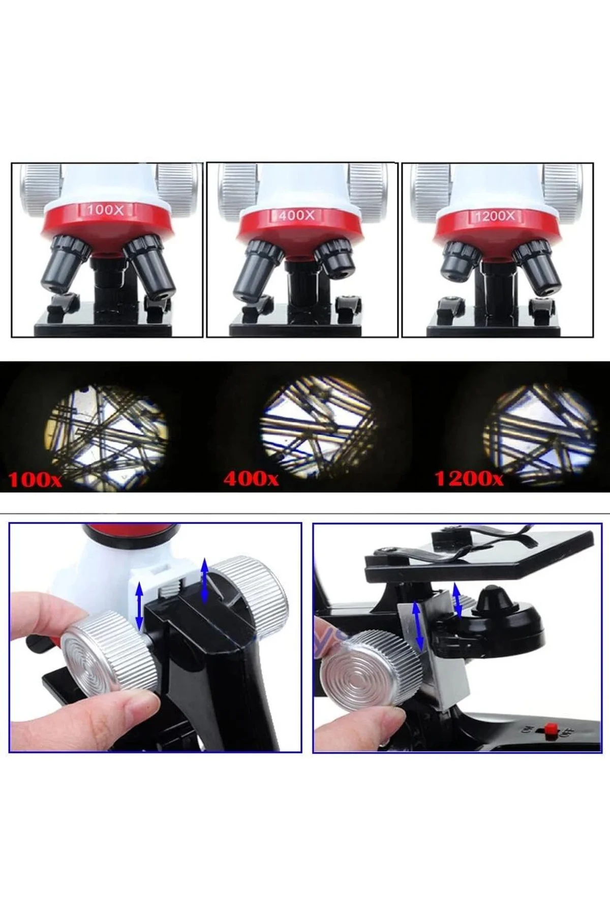 Eğitici Mikroskop Kiti Zoom Led Işıklı 100x 400x 1200x St1200x - Just Cheap Store Görsel 5