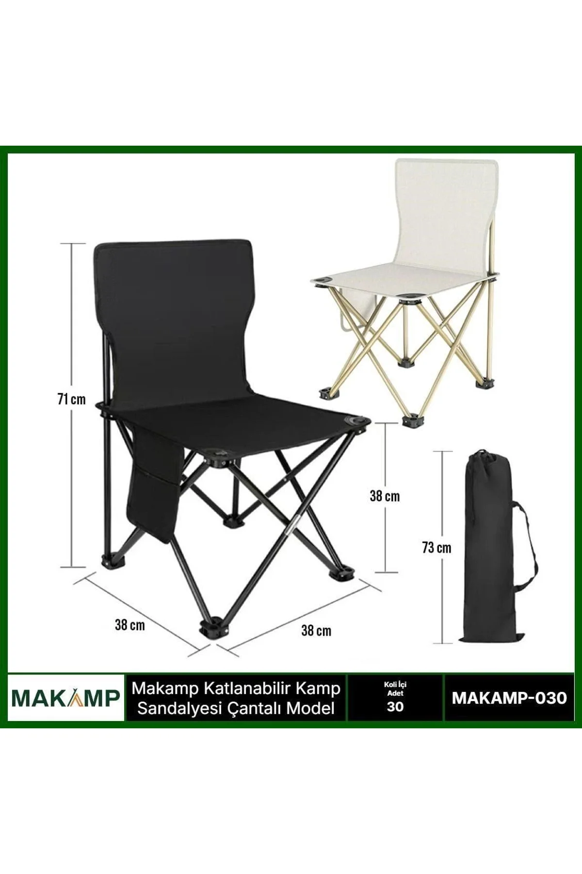 Katlanabilir Çantalı Kamp Sandalyesi