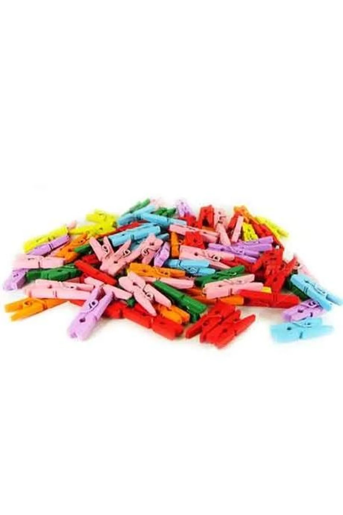 100'lü Renkli Ahşap Mandal 2.5cm (12'li Paket-1200 Adet)
