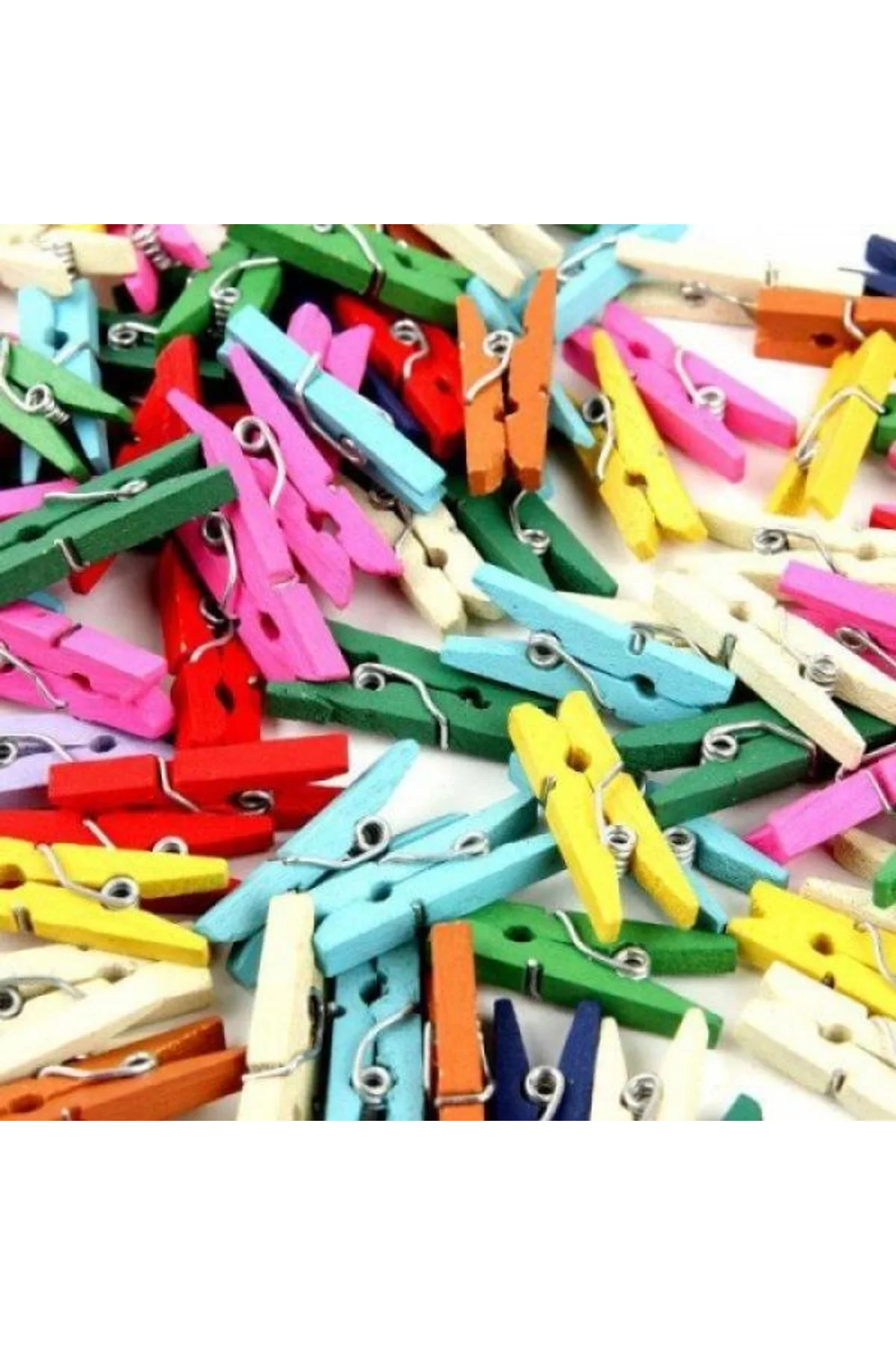 50'li Renkli Ahşap Mandal 3.5cm (12'li Paket-600 Adet)