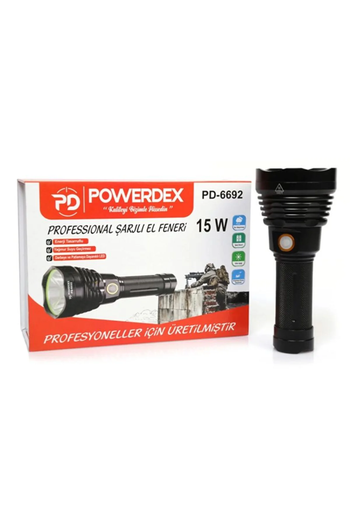 Pd-6692 15 Watt 1000 Lümen Profesyonel Şarjlı El Feneri - Just Cheap Store Görsel 3
