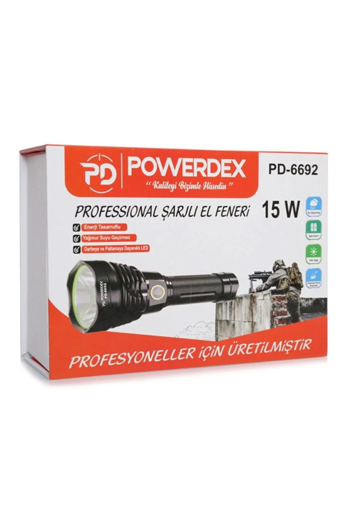 Pd-6692 15 Watt 1000 Lümen Profesyonel Şarjlı El Feneri - Just Cheap Store Görsel 2