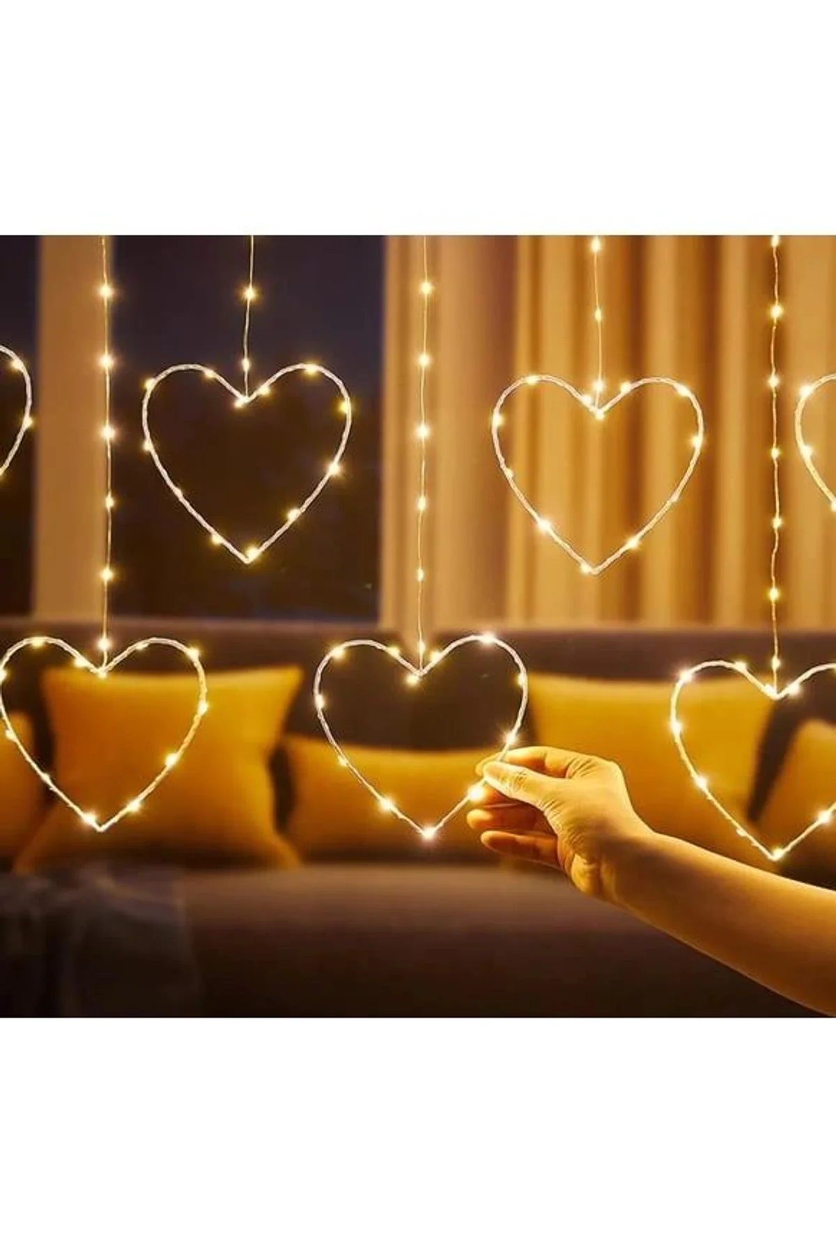 Kalpli Perde Led Işıklar, Sevgililer Günü Romantik Led Aydınlatma - Just Cheap Store Görsel 2