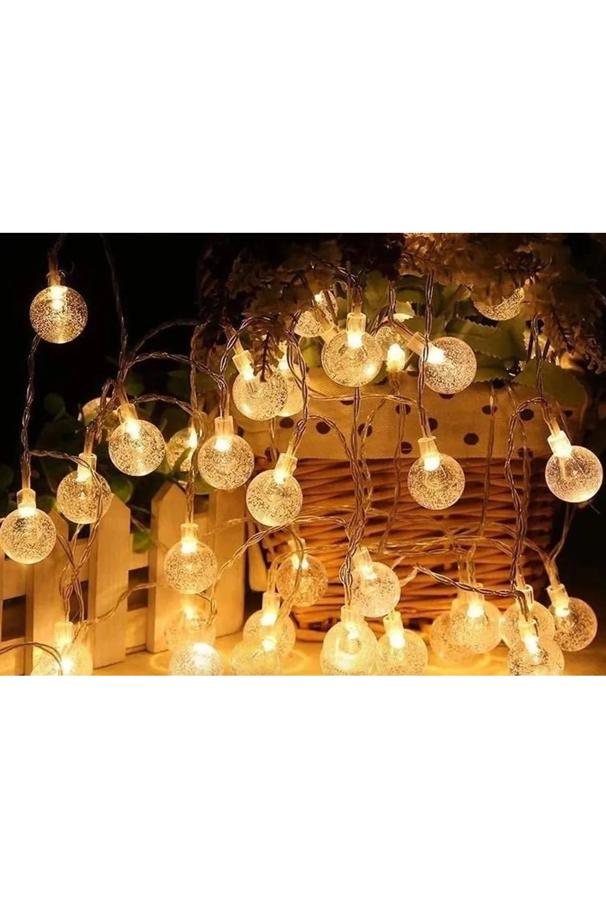 5m 28 Led Kristal Top Gün Işığı Şeffaf Kablo Fişli Eklemeli Mz-18-14