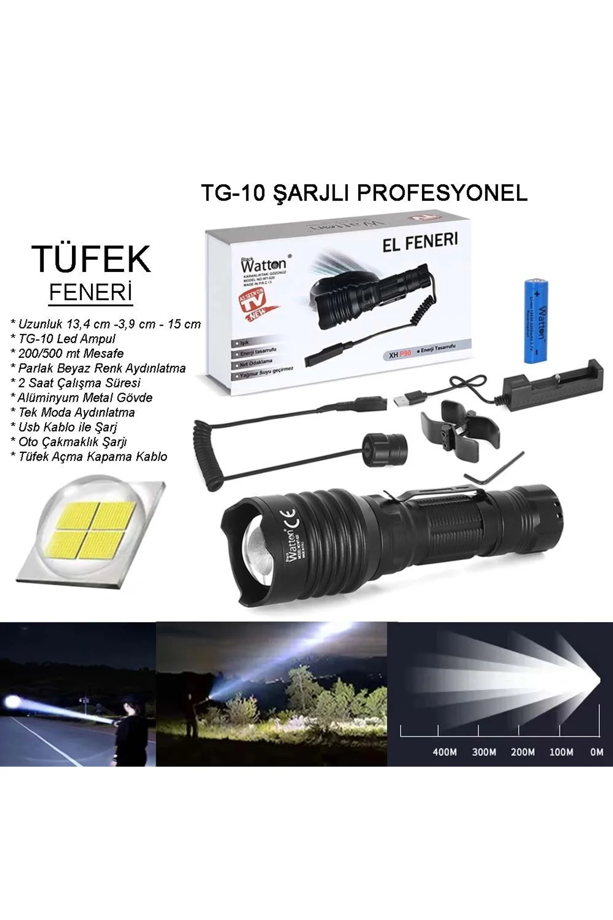 Tg-10 Şarjlı Profesyonel Av Feneri Wt-620