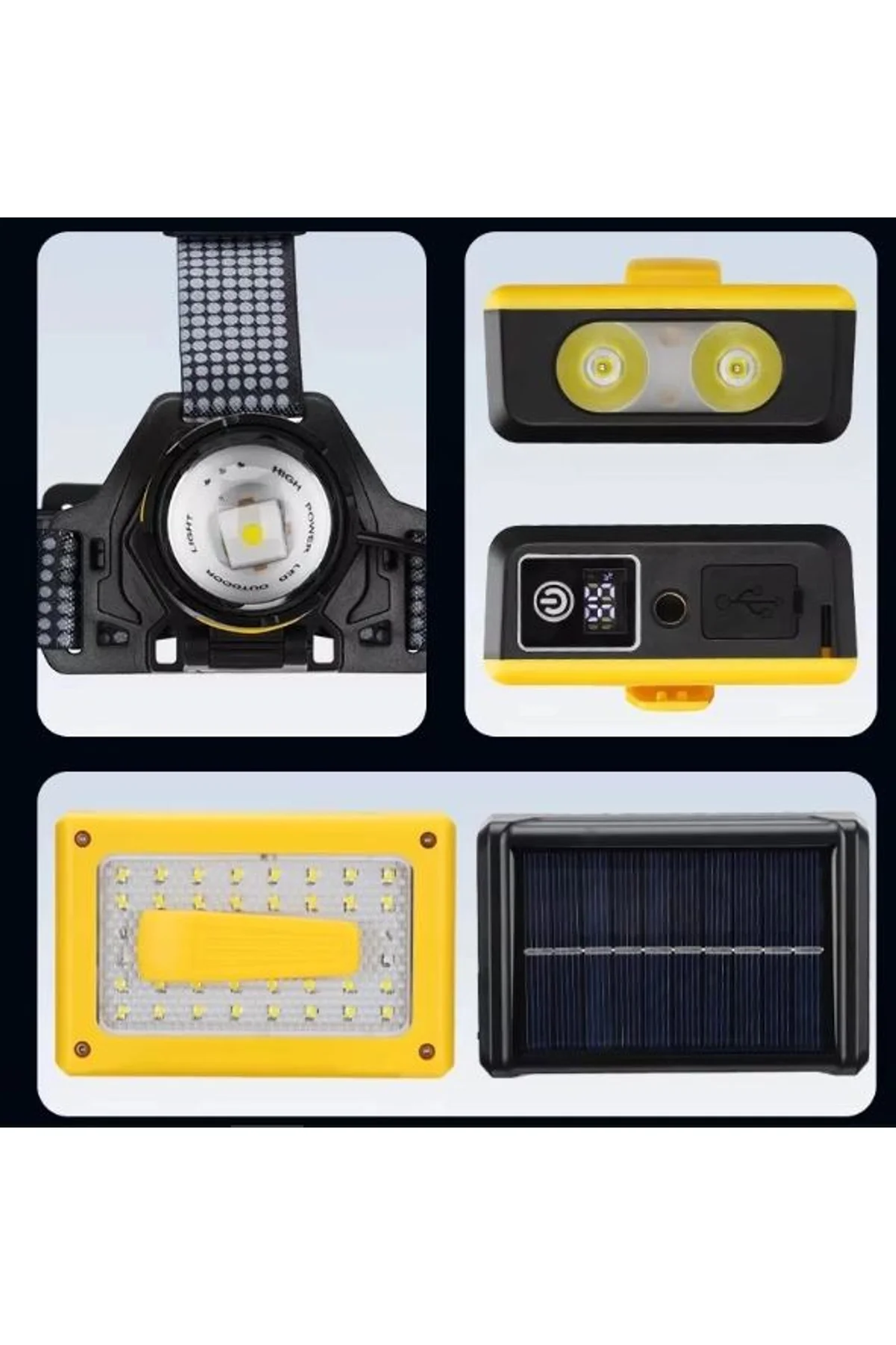 Pro F-3003 Alüminyum Pm10-tg Led Type-c Powerbank Ve Solar Şarjlı Kamp Kafa Feneri - Just Cheap Store Görsel 5