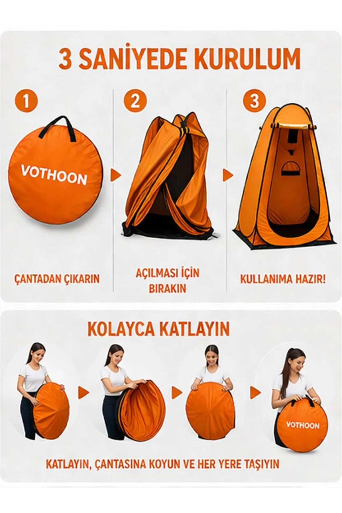 Otomatik Kabin Giyinme Çadırı 120x120x190 Cm Üst Havalandırma Yan Pencereli Duş &amp; Wc Çadırı - Just Cheap Store Görsel 2