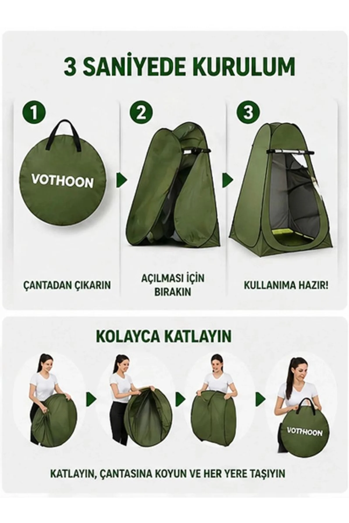 Otomatik Kabin Giyinme Çadırı 120x120x190 Cm Üst Havalandırma Yan Pencereli Duş &amp; Wc Çadırı - Just Cheap Store Görsel 2