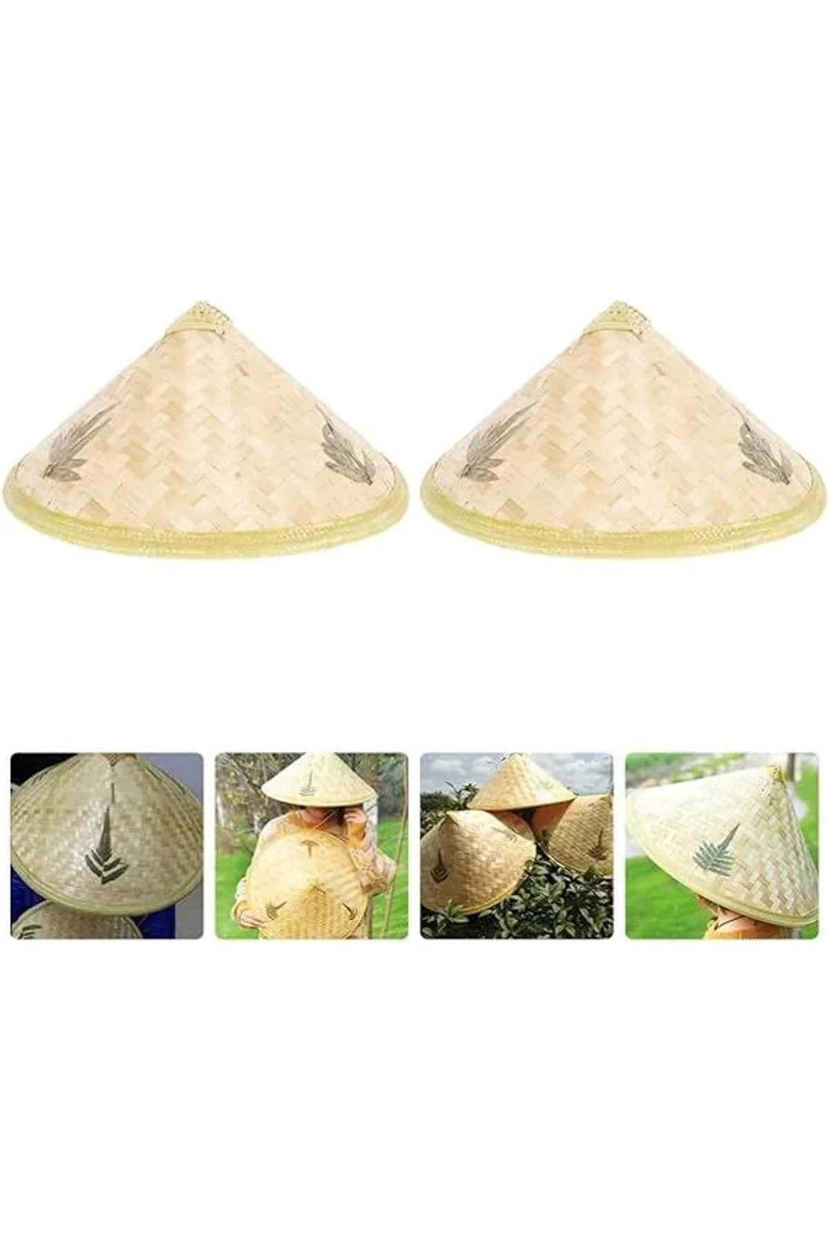 Naturel Renk Cambodia Kamboçyalı Vietnam Şapkası Pvc Hasır - Just Cheap Store Görsel 5