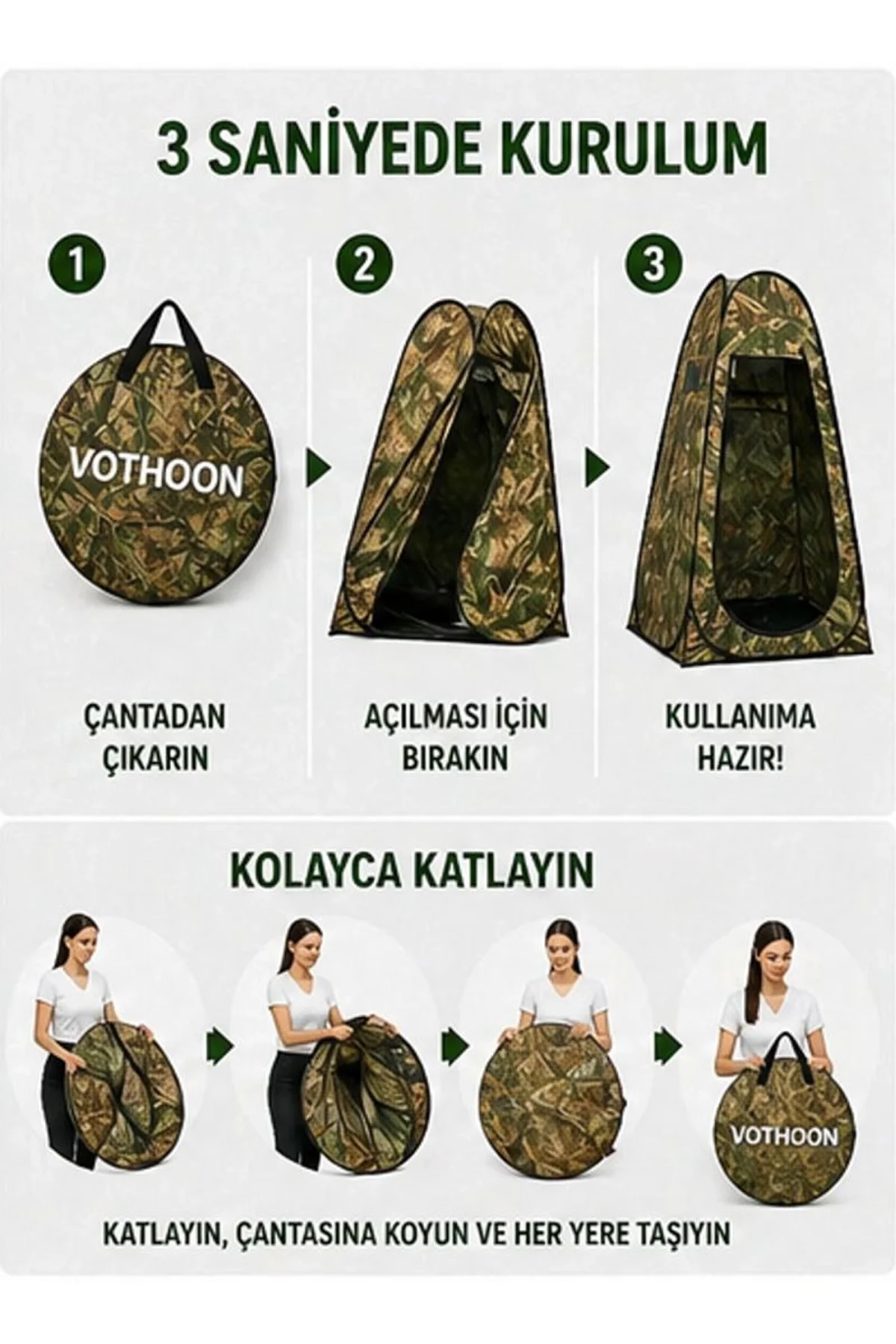 Otomatik Kabin Giyinme Çadırı 120x120x190 Cm Üst Havalandırma Yan Pencereli Duş &amp; Wc Çadırı - Just Cheap Store Görsel 2
