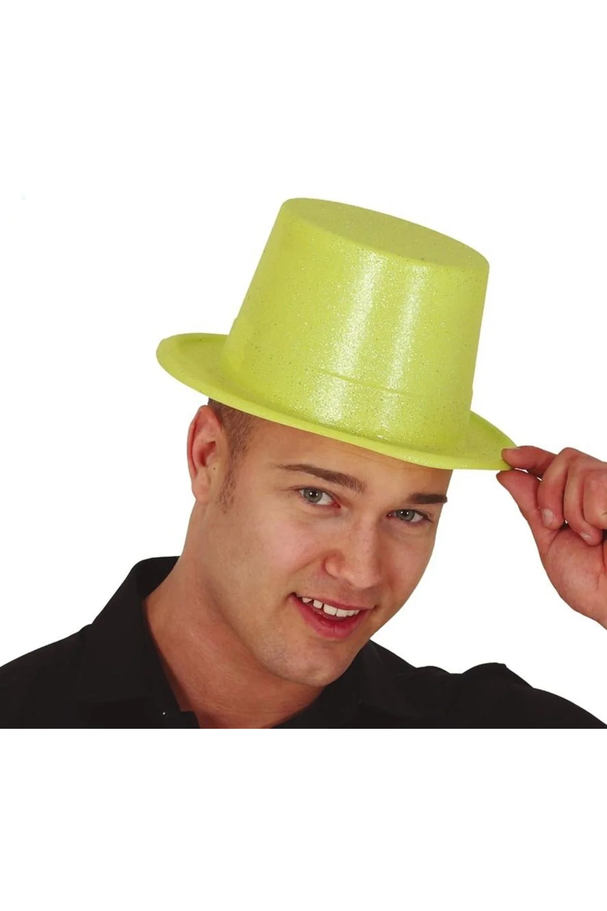 Floresan Sarı Renk Simli Uzun Fötr Melon Şapka 12 Cm - Just Cheap Store Görsel 2