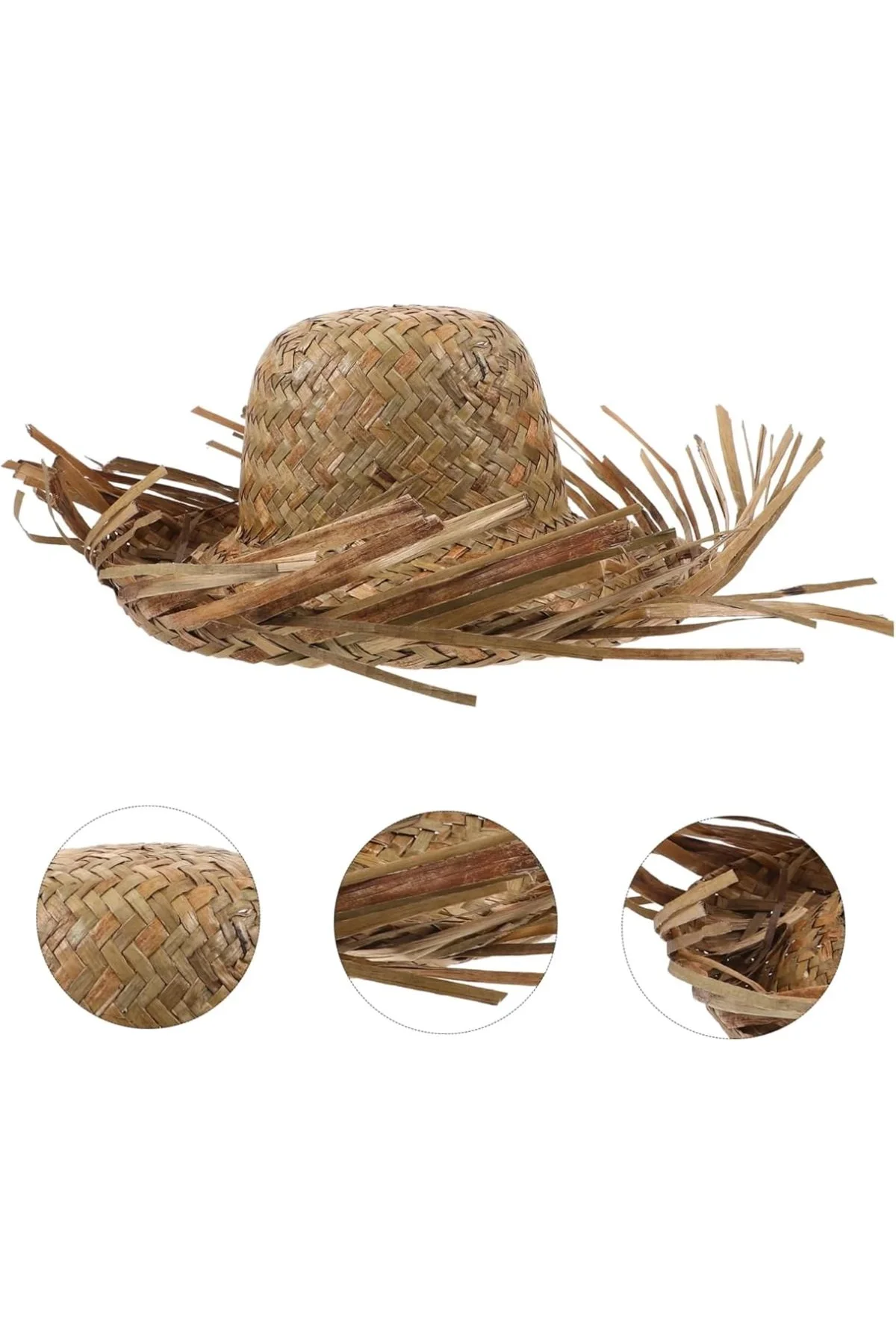 Tropikal Parti Naturel Hasır Hawaii Şapkası 13x36 Cm