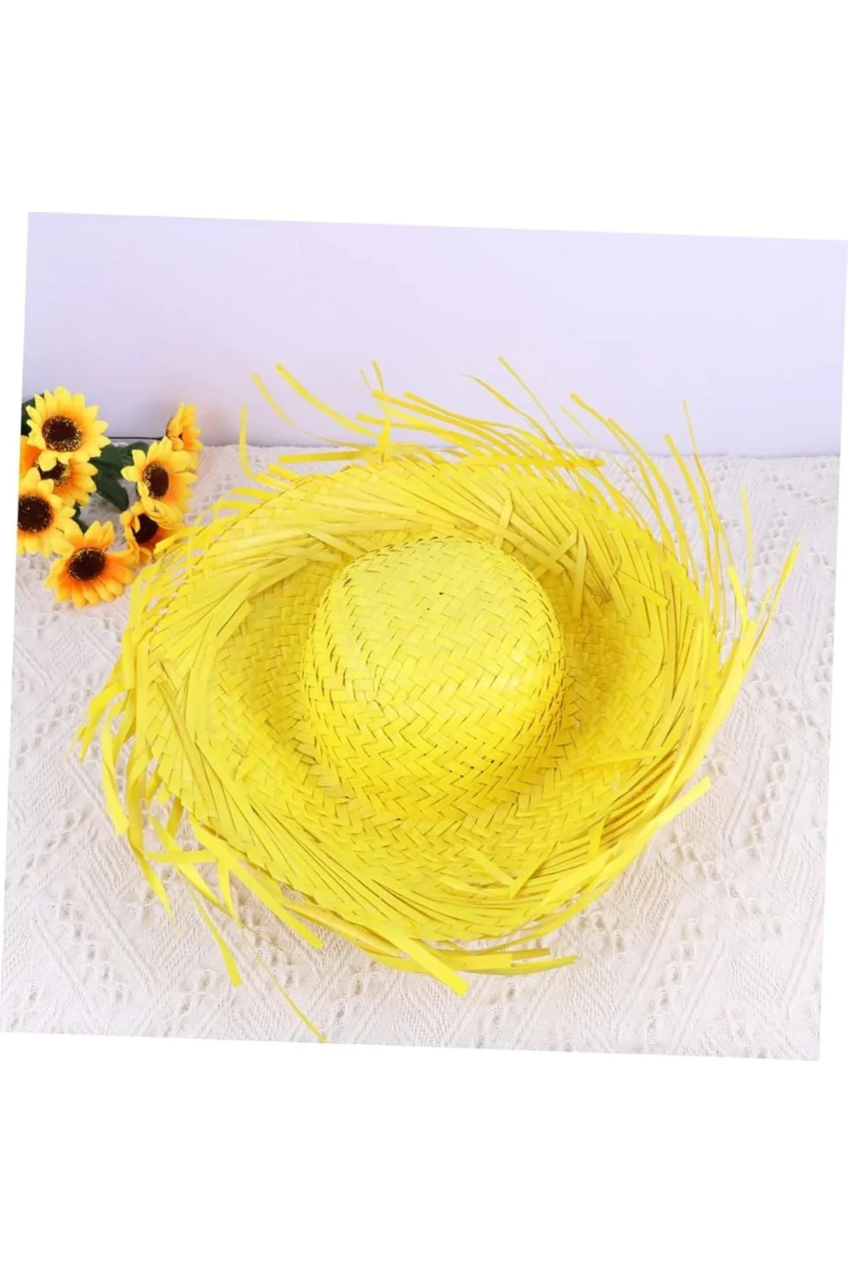 Tropikal Parti Sarı Hasır Hawaii Şapkası 13x36 Cm - Just Cheap Store Görsel 4