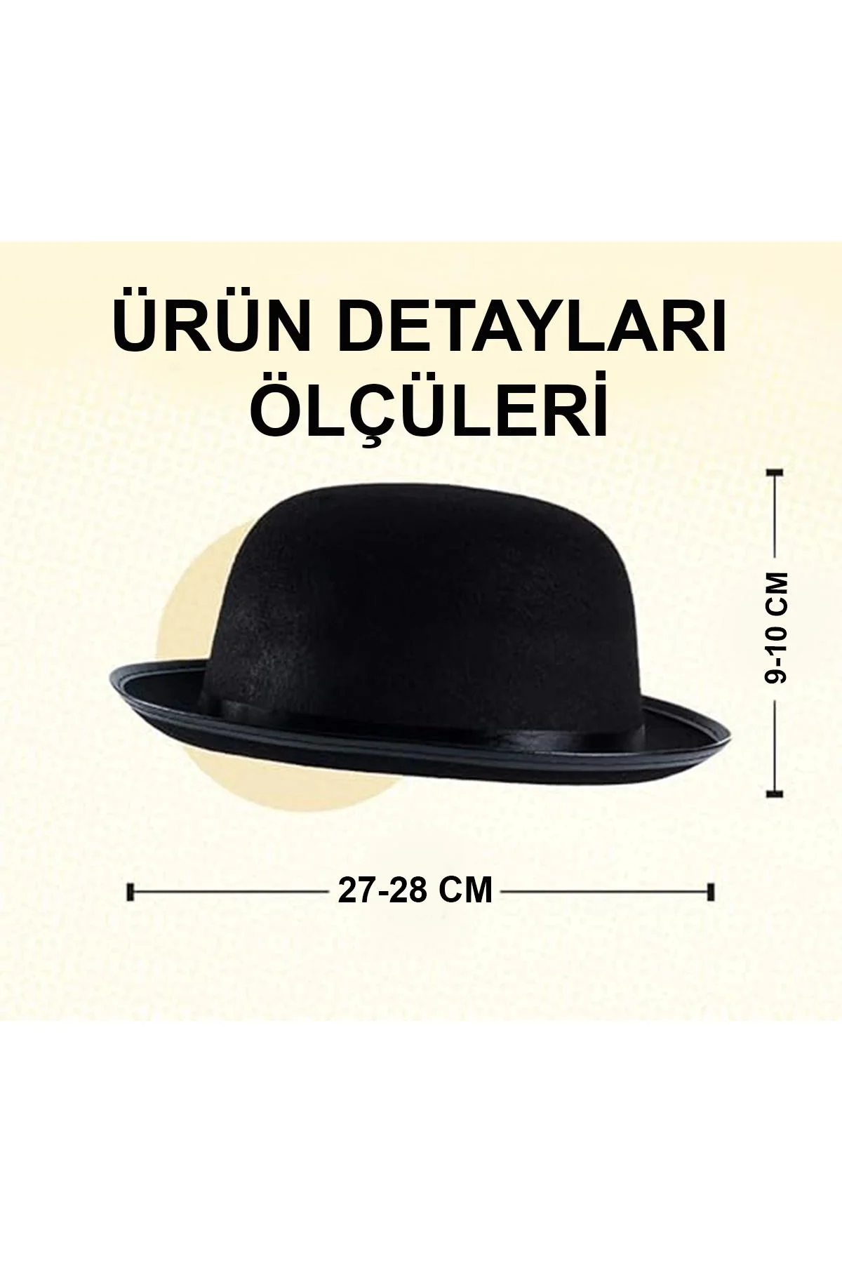 Charlie Chaplin Stil Çocuk Şapkası – Siyah Melon Parti Şapkası - Just Cheap Store Görsel 2
