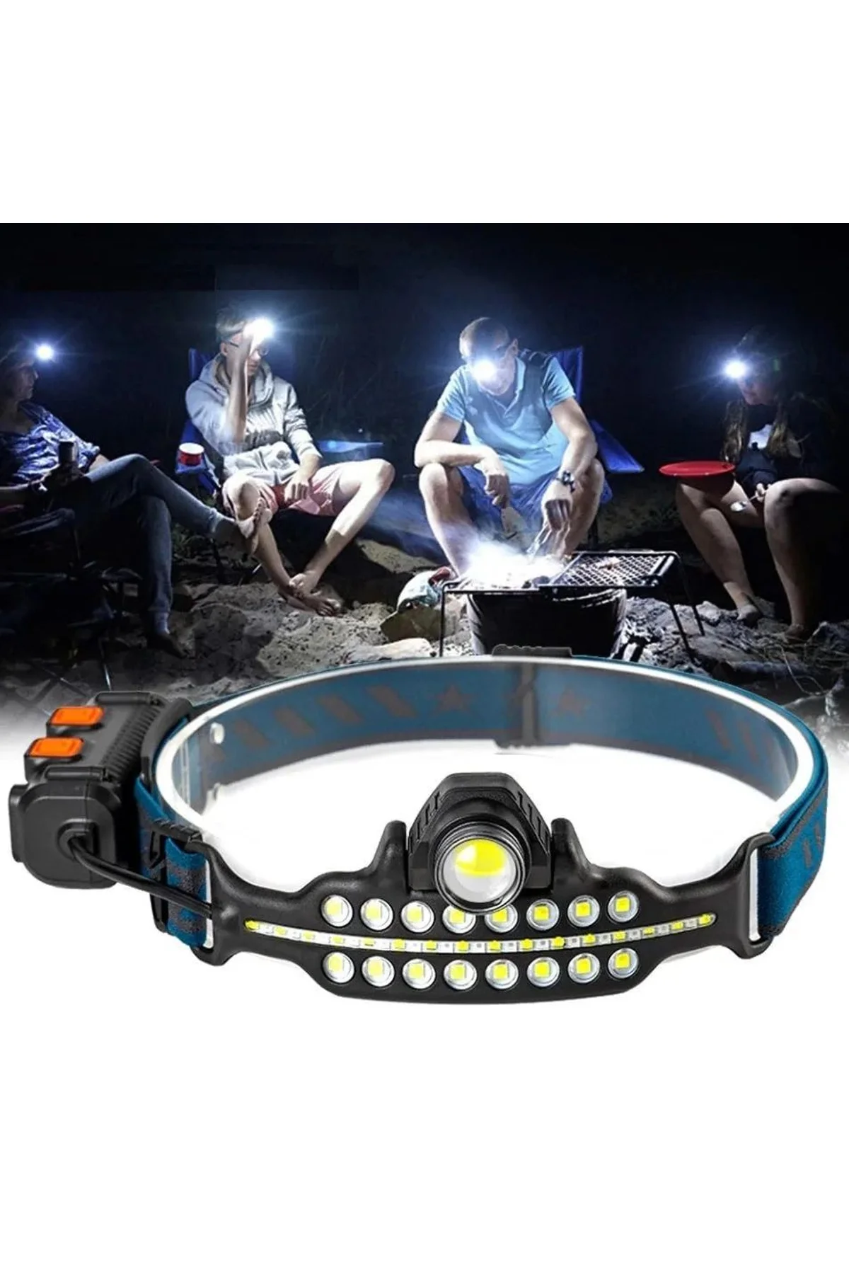 Fithome W690 7 Aydınlatma Modlu Xpe Cob Led Sensörlü Dahili Pilli Usb Şarj Edilebilir Kafa Feneri - Just Cheap Store Görsel 2