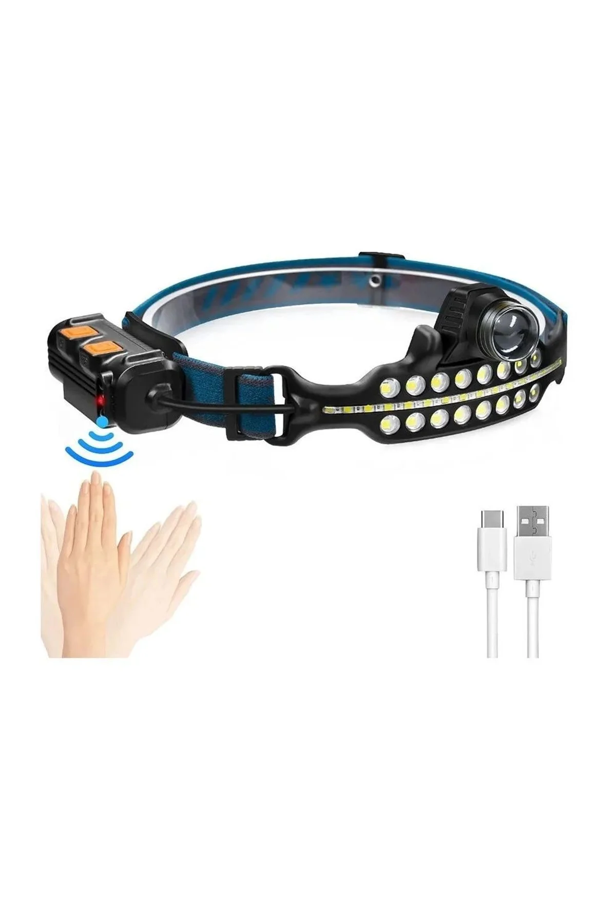Fithome W690 7 Aydınlatma Modlu Xpe Cob Led Sensörlü Dahili Pilli Usb Şarj Edilebilir Kafa Feneri - Just Cheap Store Görsel 4