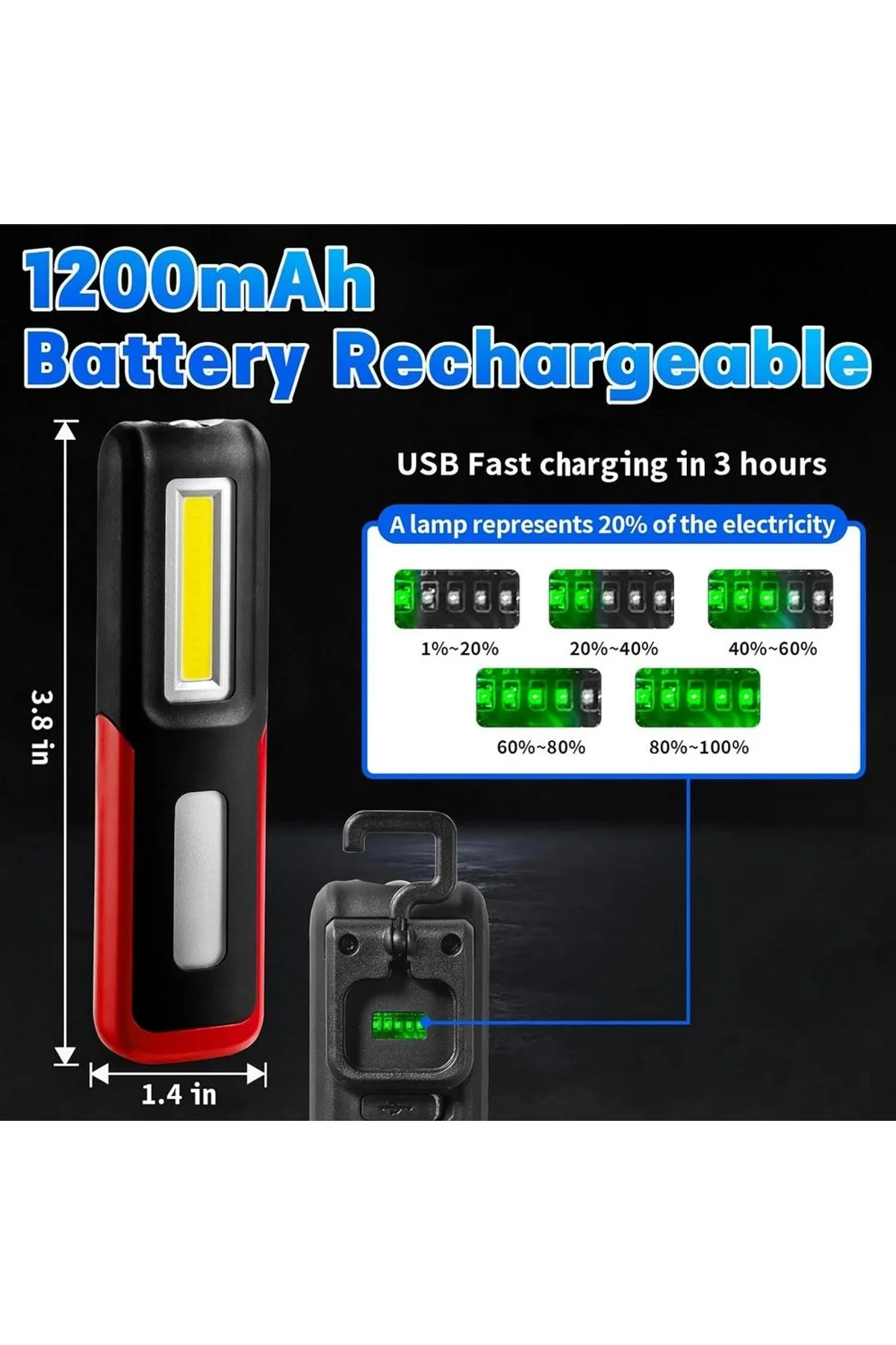 Lightingx Lx-028 Cob Led Mıknatıslı Çalışma Lambası Tamirci Feneri - Just Cheap Store Görsel 3