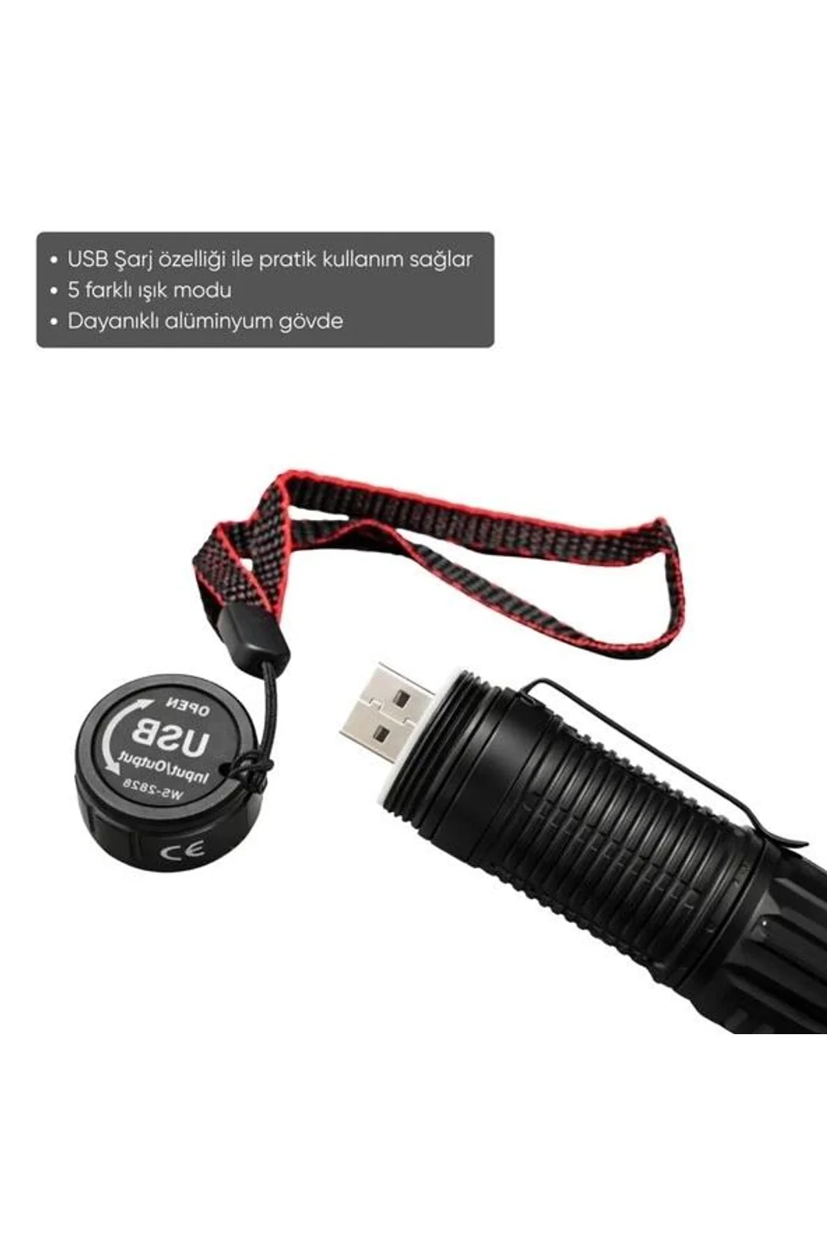 Wison Ws-2828 1000 Lümen Mıknatıslı Usb Şarjlı El Feneri - Just Cheap Store Görsel 2
