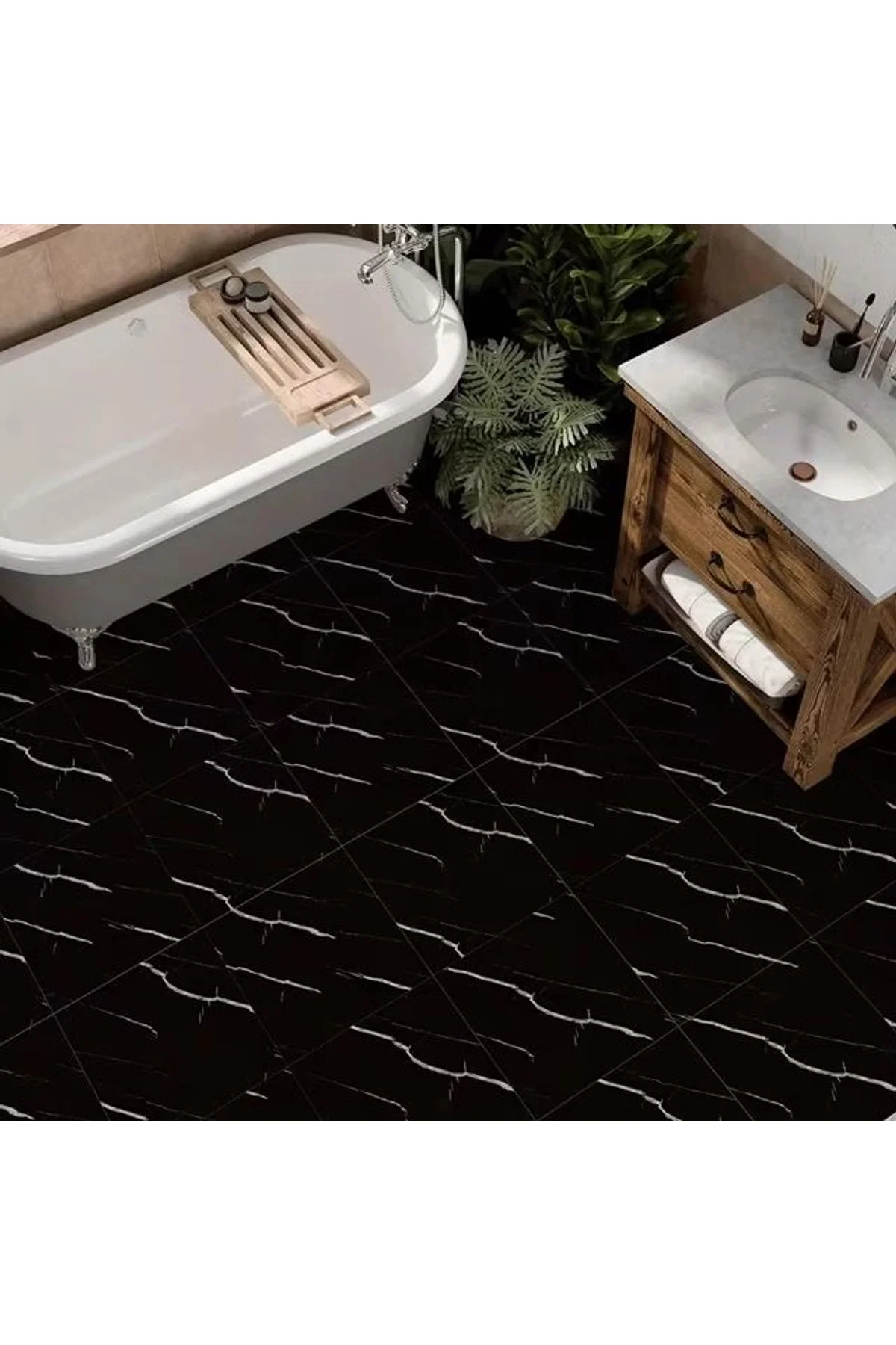 Siyah Mermer Desenli Alüminyum Plastik Duvar Sticker (30*30) - Just Cheap Store Görsel 3
