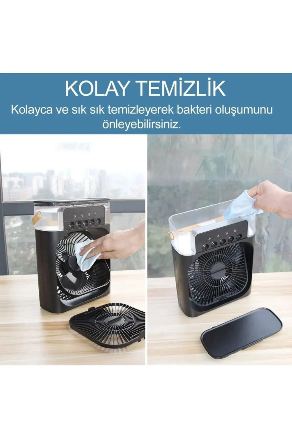 Taşınabilir Işıklı 5 Spreyli Vantilatör Buzlu Buharlı Vantilatör Mini Fan Nemlendirici - Just Cheap Store Görsel 5