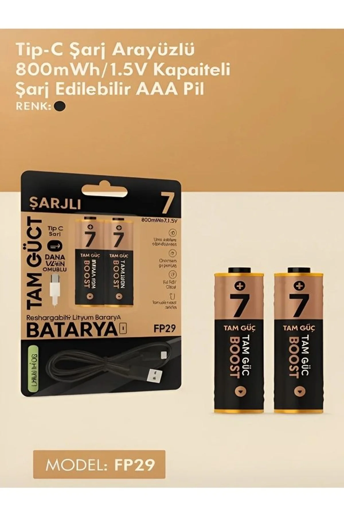 Type-c Şarjlı 800mwh 1.5v Şarj Edilebilir 2’li Aaa İnce Pil - Lityum Iyon Batarya - Just Cheap Store Görsel 5
